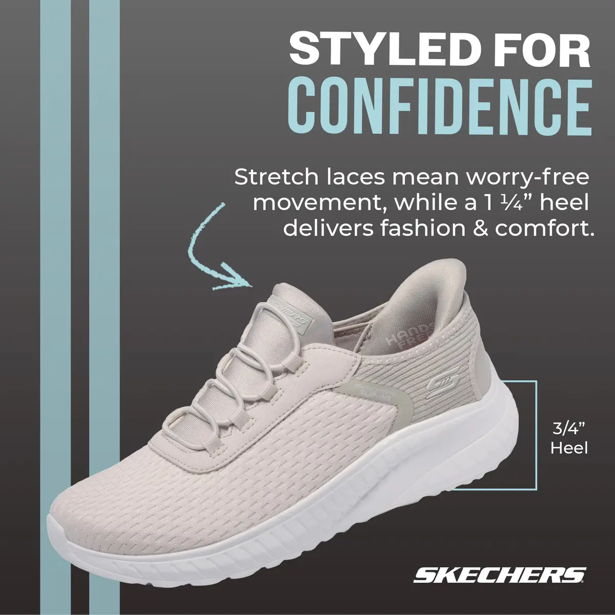 Skechers Women's Hands Free Slip-ins BOBS Squad Chaos - Off-White, Size 8 Wide | Cushioned Memory Foam, Breathable Knit - view 2