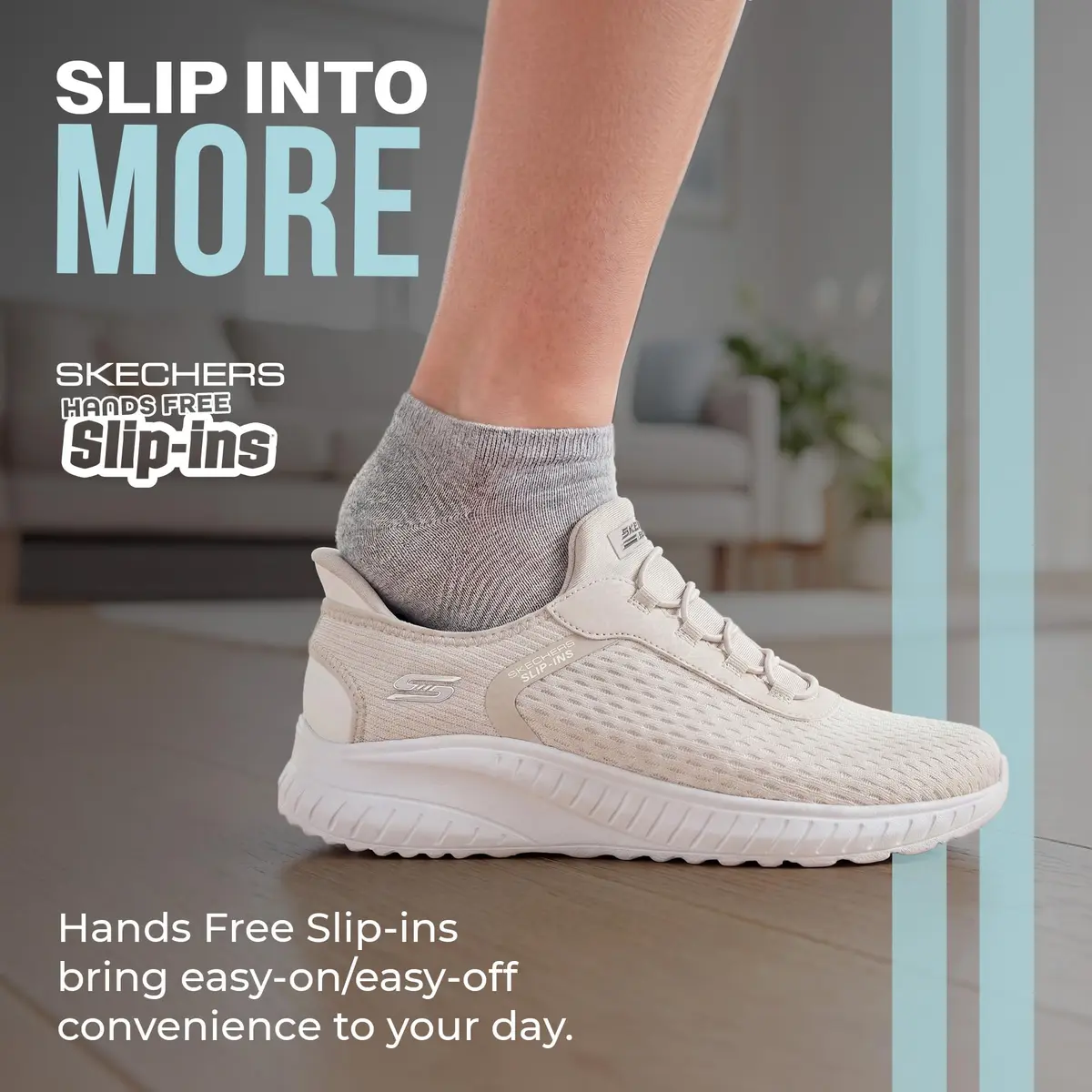 Skechers Women's Hands Free Slip-ins BOBS Squad Chaos - Off-White, Size 8 Wide | Cushioned Memory Foam, Breathable Knit - view 4