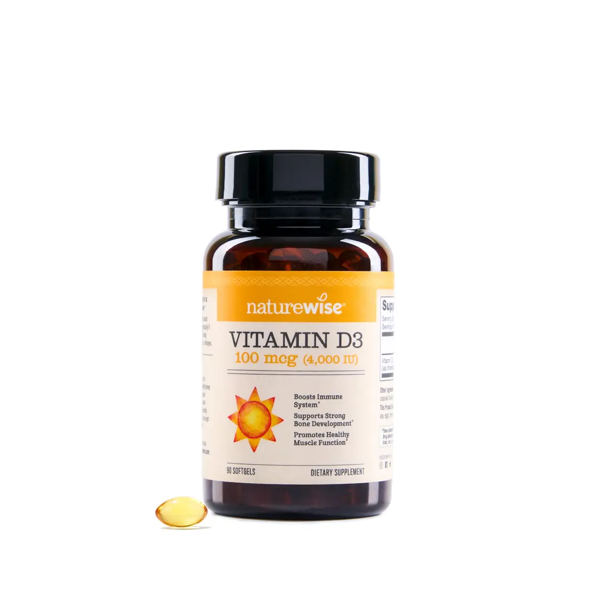 NatureWise Vitamin D3 4000IU Supplement 90 Mini Softgels | Immune, Bone & Muscle Support - main product image