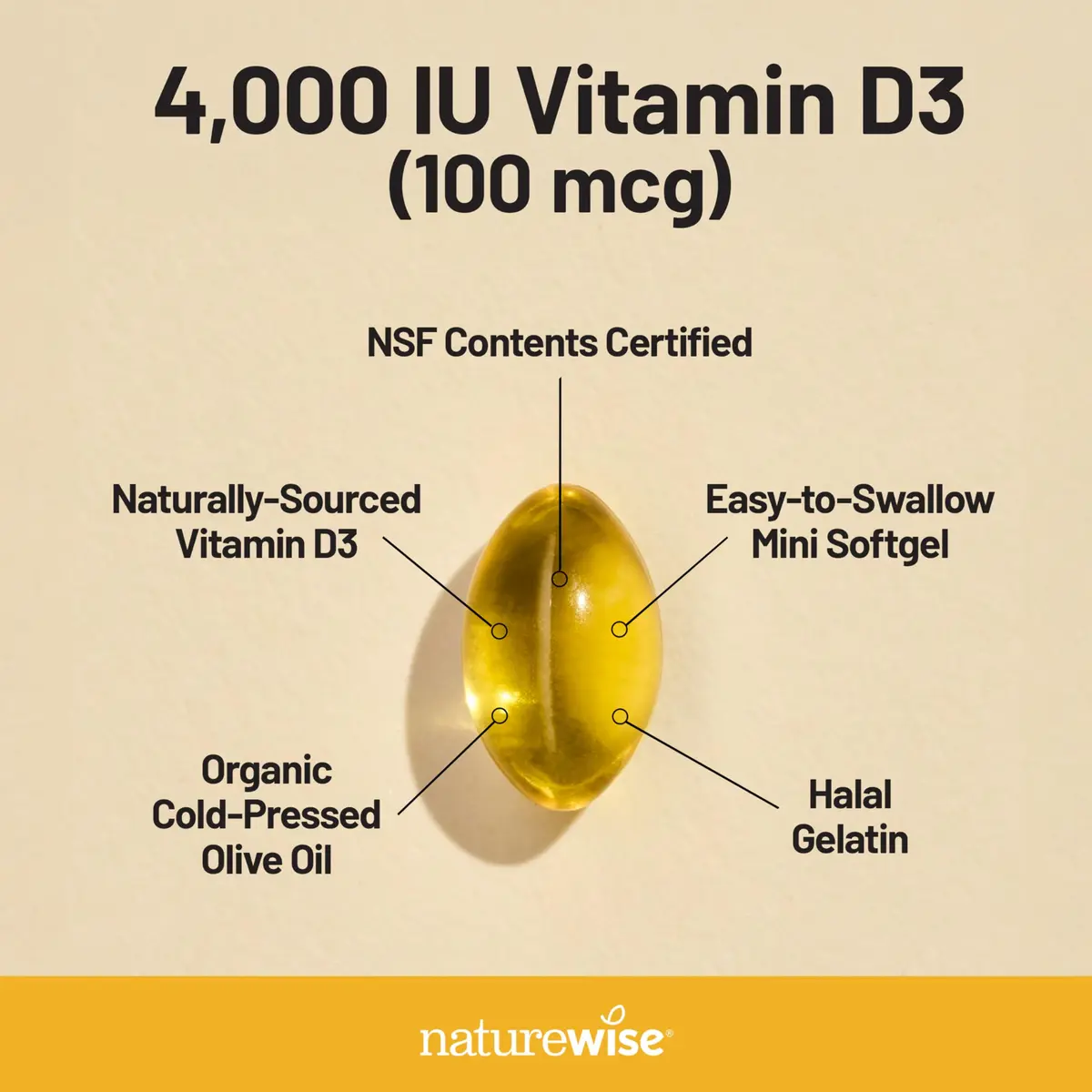 NatureWise Vitamin D3 4000IU Supplement 90 Mini Softgels | Immune, Bone & Muscle Support - view 3