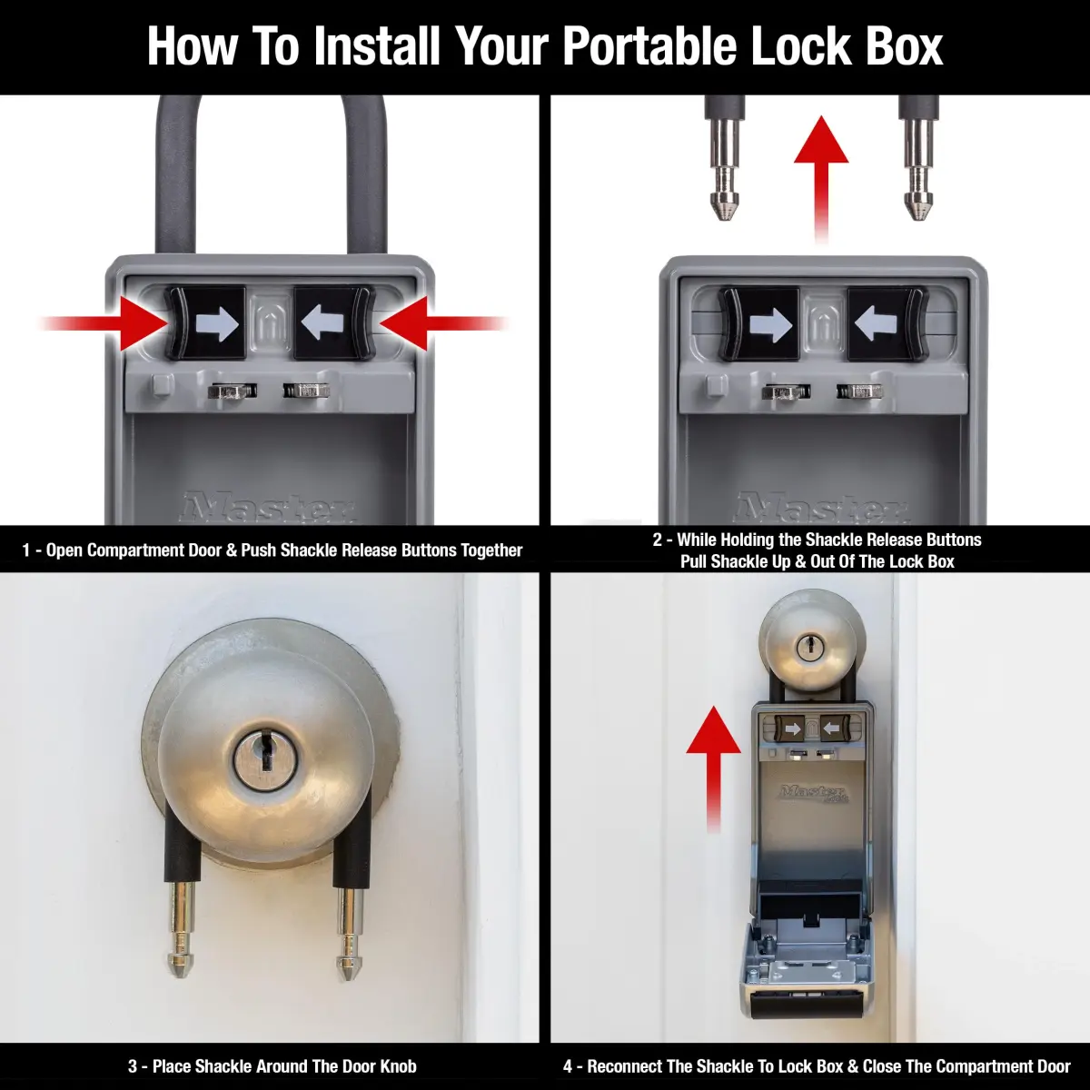 Master Lock High Capacity Key Lockbox with Combination Dial & Removable Shackle | 19.56cm x 7.62cm x 5.59cm (7.7" x 3" x 2.2") - view 6