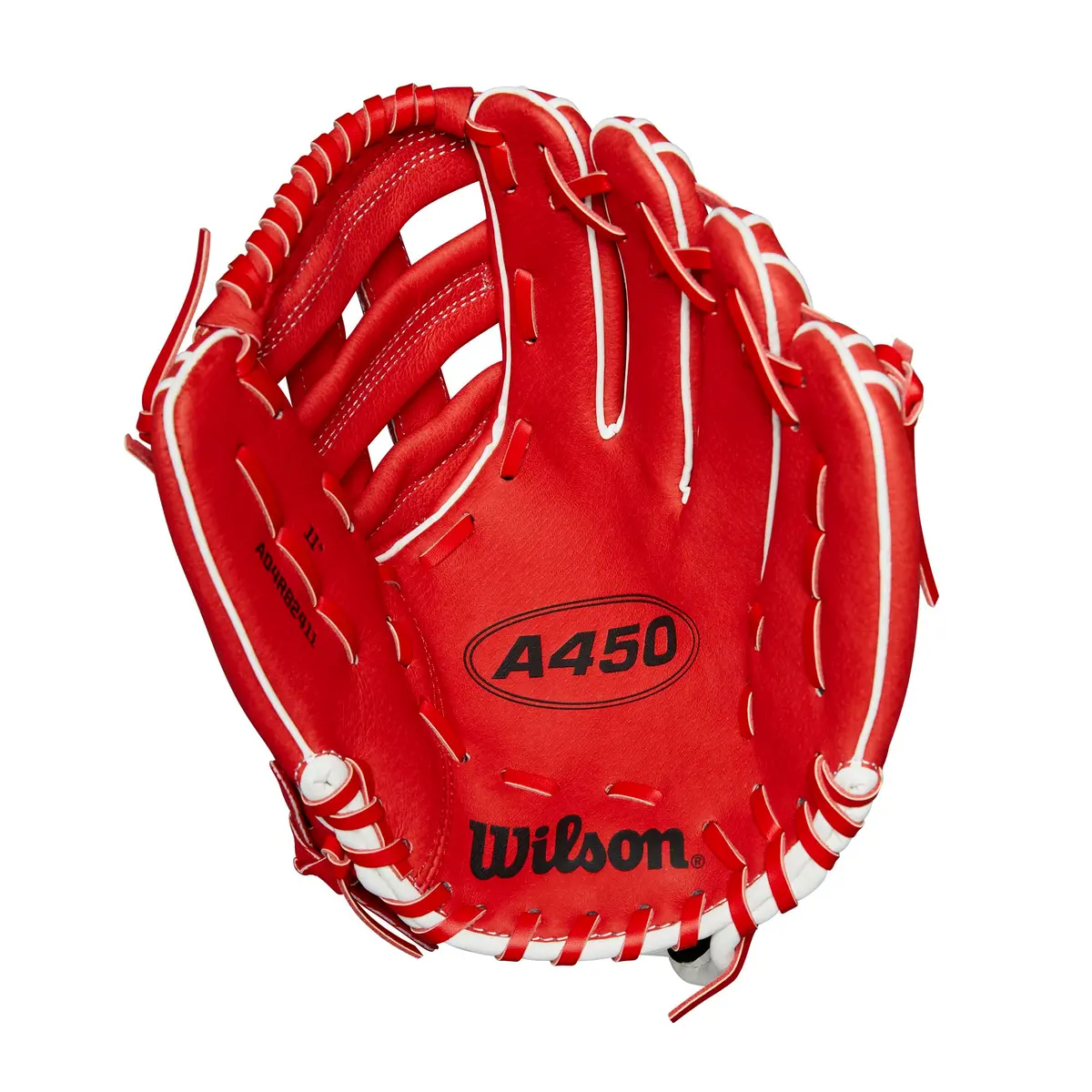 Wilson A450 11” Youth Infield Baseball Glove Left Hand Throw Red/White | Lightweight Durable Fit - view 3