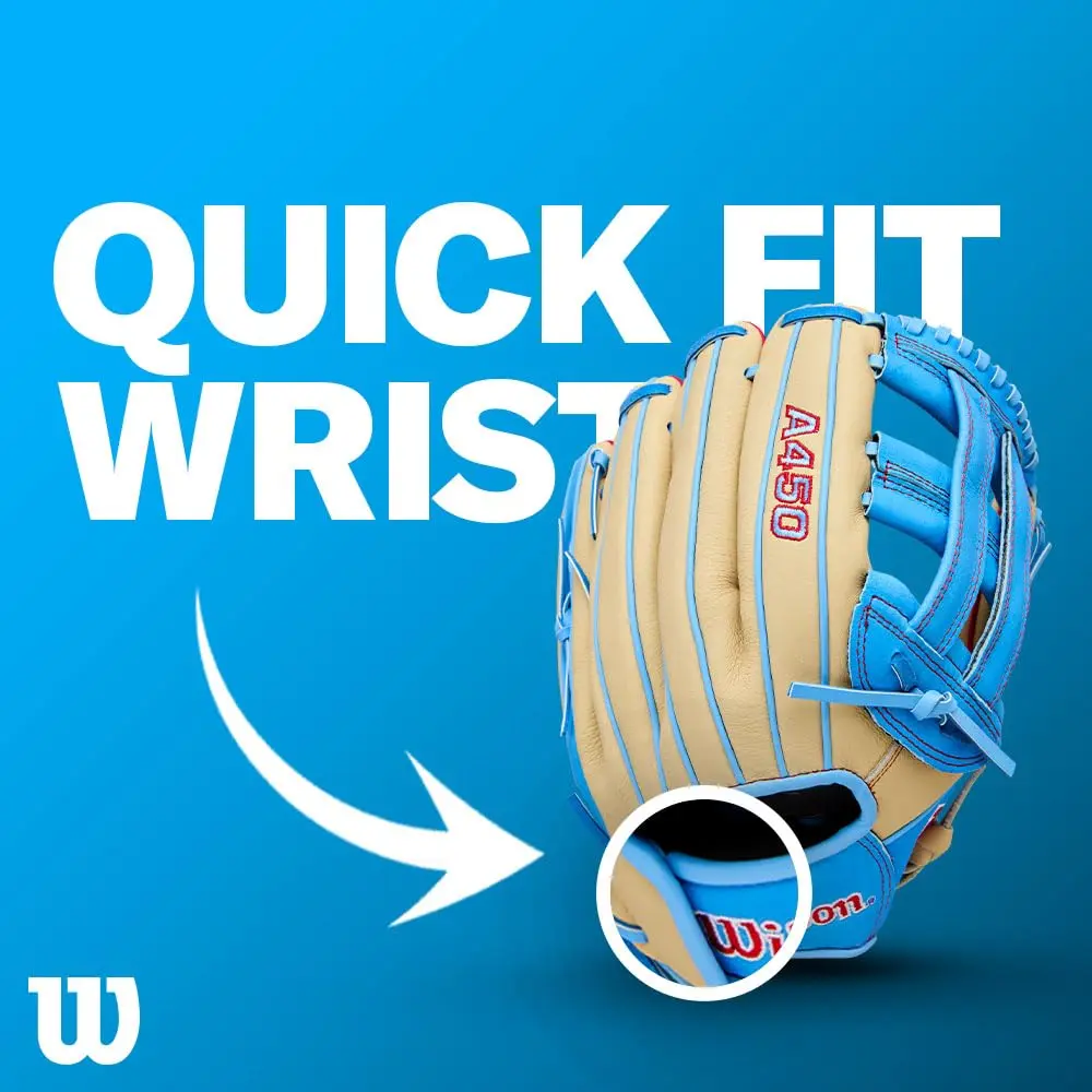 Wilson A450™ 11.5” Youth Infield Baseball Glove - Left Hand Throw, Grey/Black/Yellow | Game-Ready Feel for Young Fielders - view 6