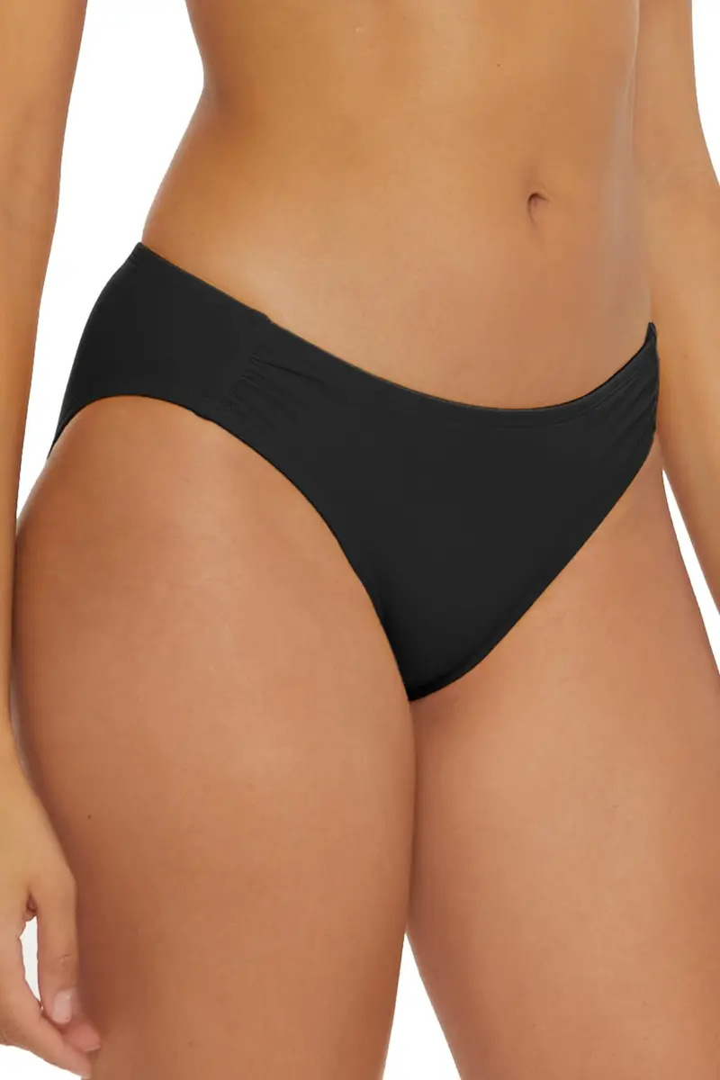 BCA by Rebecca Virtue Liana - Women's Side Shirred Bikini Bottom, Cheeky Coverage, Black, Small | Elegant Summer Swimwear - view 2