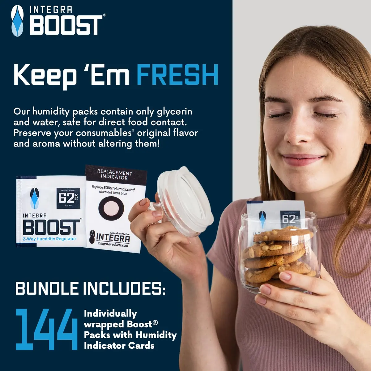 Integra Boost 62% RH 2-Way Humidity Control Packs 8g (144-Pack) | Maintains 62% RH for Herbs, Spices, Food Storage - view 7