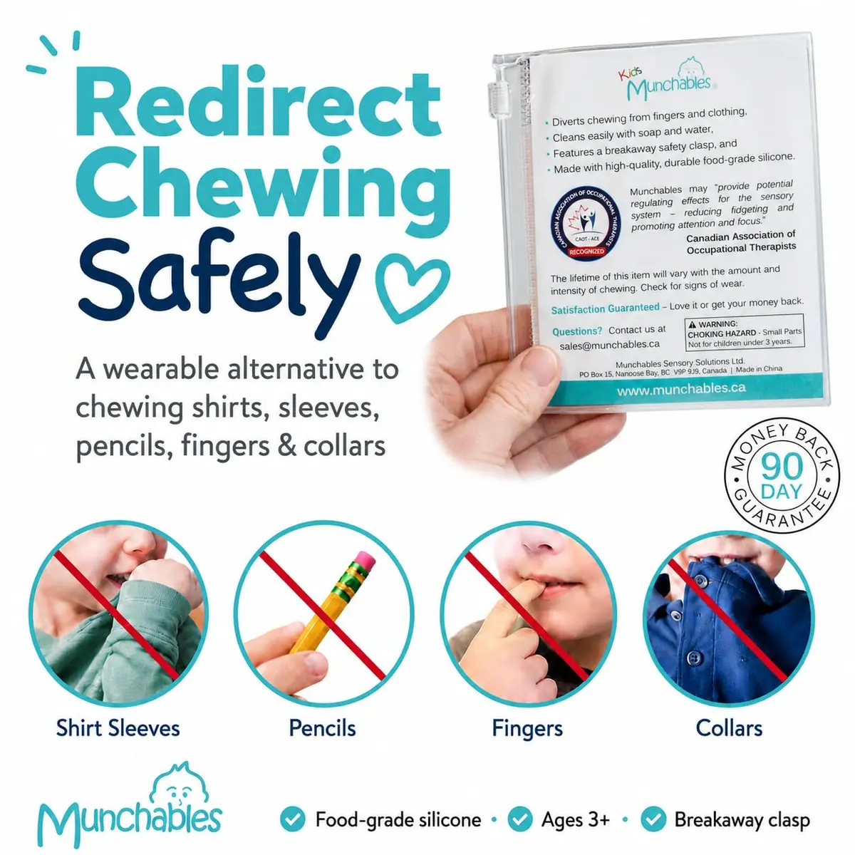 Munchables Starlight Sensory Chew Necklace, Medium Chew, Rainbow | Food-Grade Silicone Oral Support - view 5