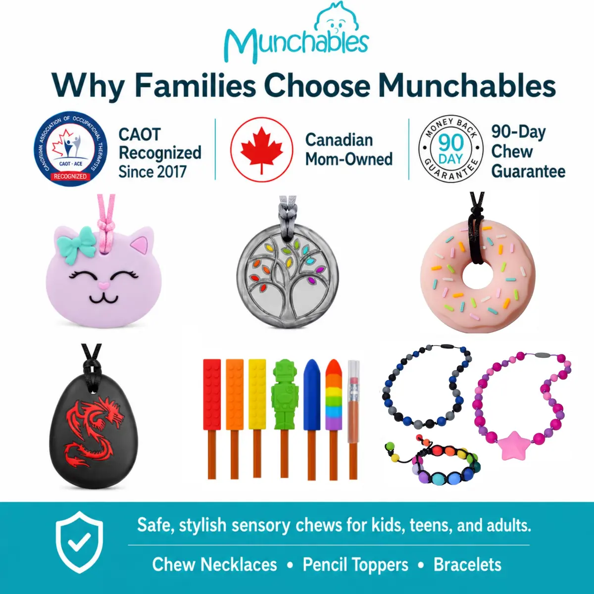 Munchables Starlight Sensory Chew Necklace, Medium Chew, Rainbow | Food-Grade Silicone Oral Support - view 6