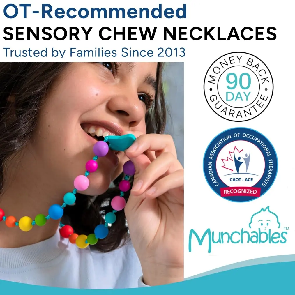 Munchables Starlight Sensory Chew Necklace, Medium Chew, Rainbow | Food-Grade Silicone Oral Support - view 2