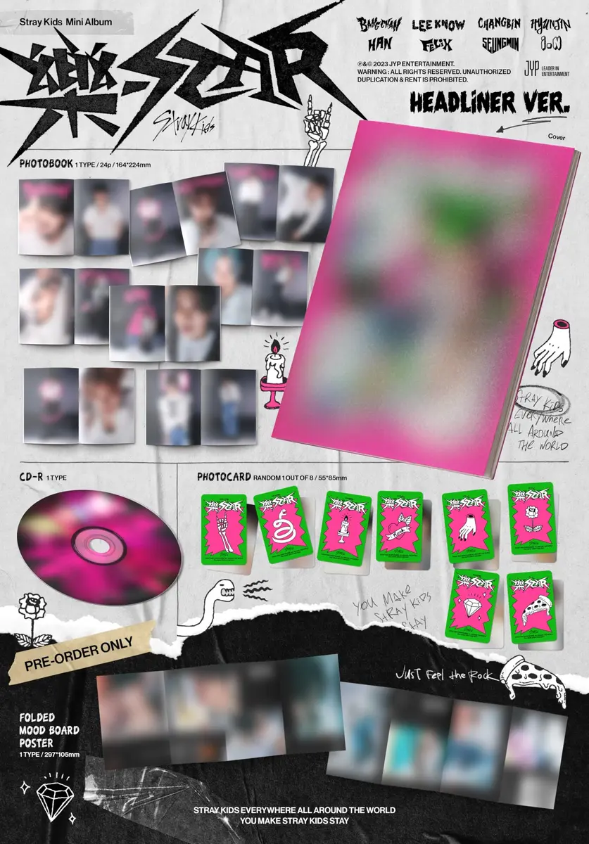 Stray Kids ROCK-STAR 8th Mini Album HEADLINER VerQ Photobook CD & Photocard - view 2
