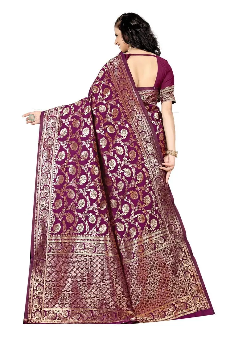 Sugathari Kanjivaram Silk Saree 5.5m | Traditional Wedding Wear in Wine - view 5