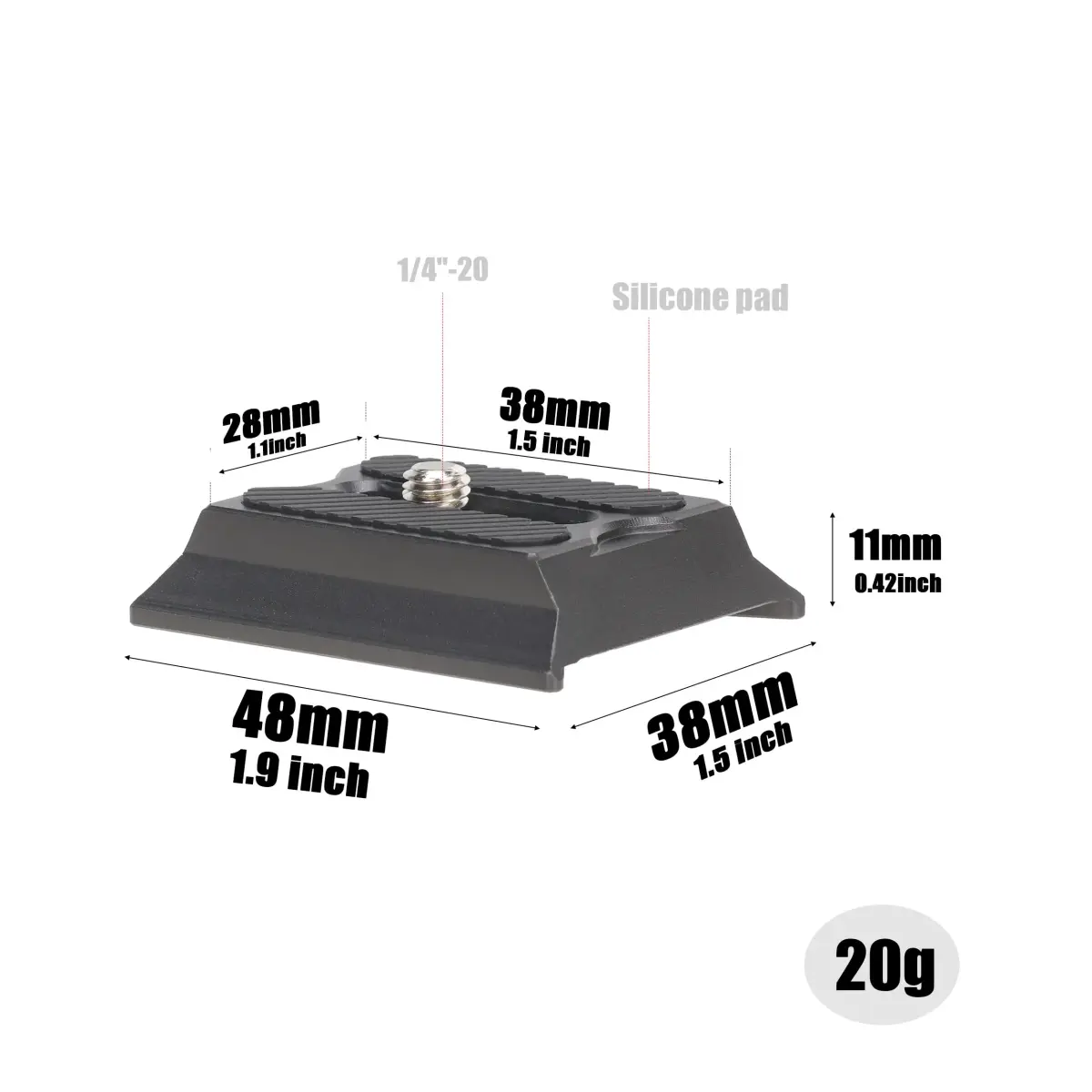 Hersmay Arca Swiss Quick Release Plate for DJI Ronin RS2/RSC2/RS3/RS3PRO/RS3mini Gimbal Stabilizer | CNC Aluminum Alloy, 20g - view 2