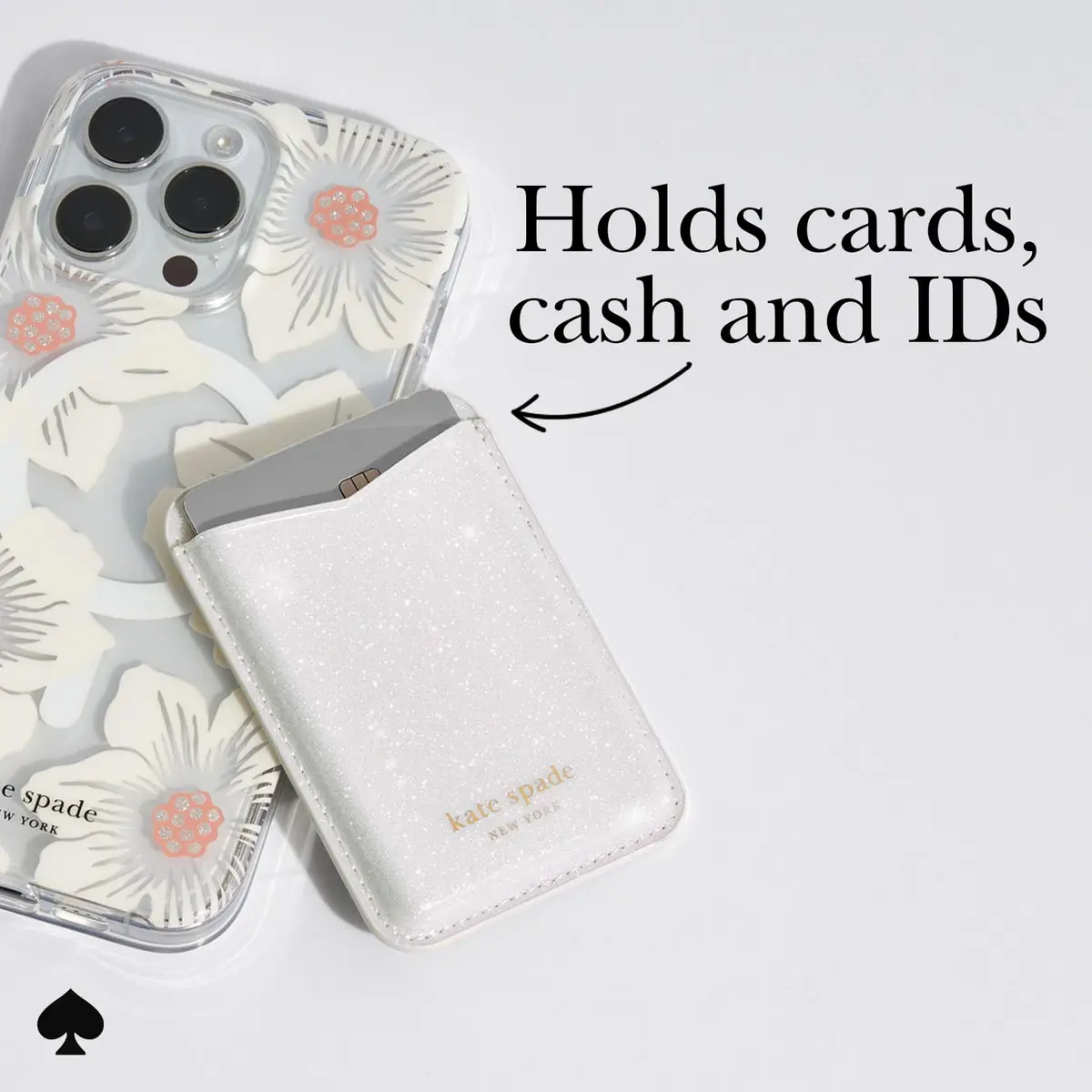 kate spade new york Magnetic Card Holder/Wallet - White Glitter | Stylish, Magnetic, Fits 3 Cards - view 2