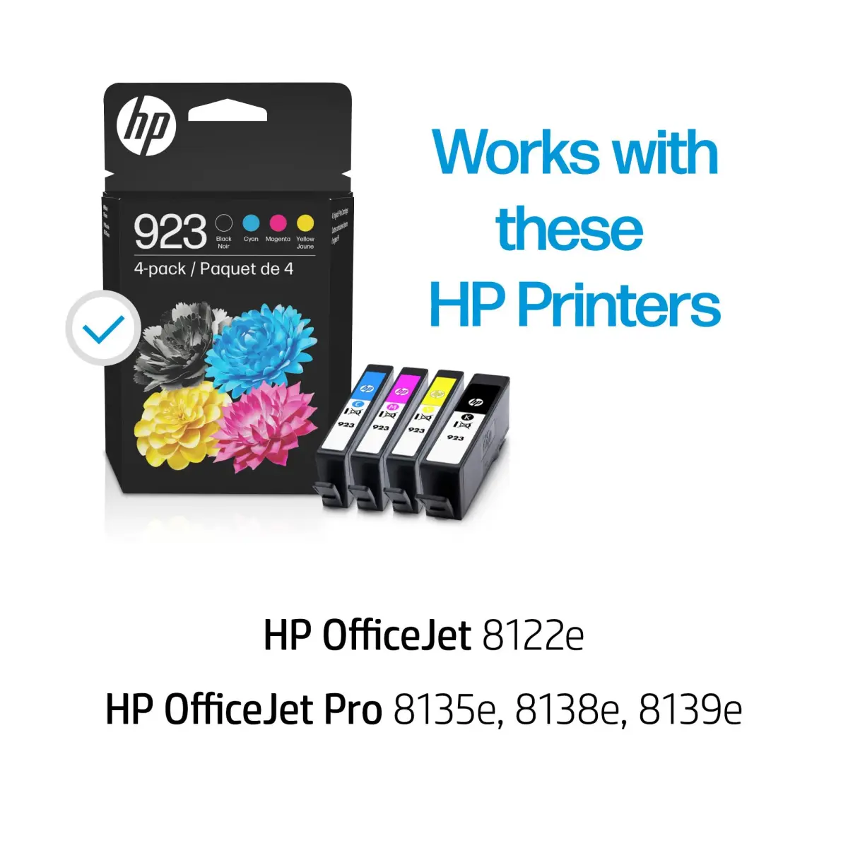 HP 923 Black, Cyan, Magenta, Yellow Ink Cartridges (4-Pack) | Fade-Resistant Documents & Brilliant Images - view 2