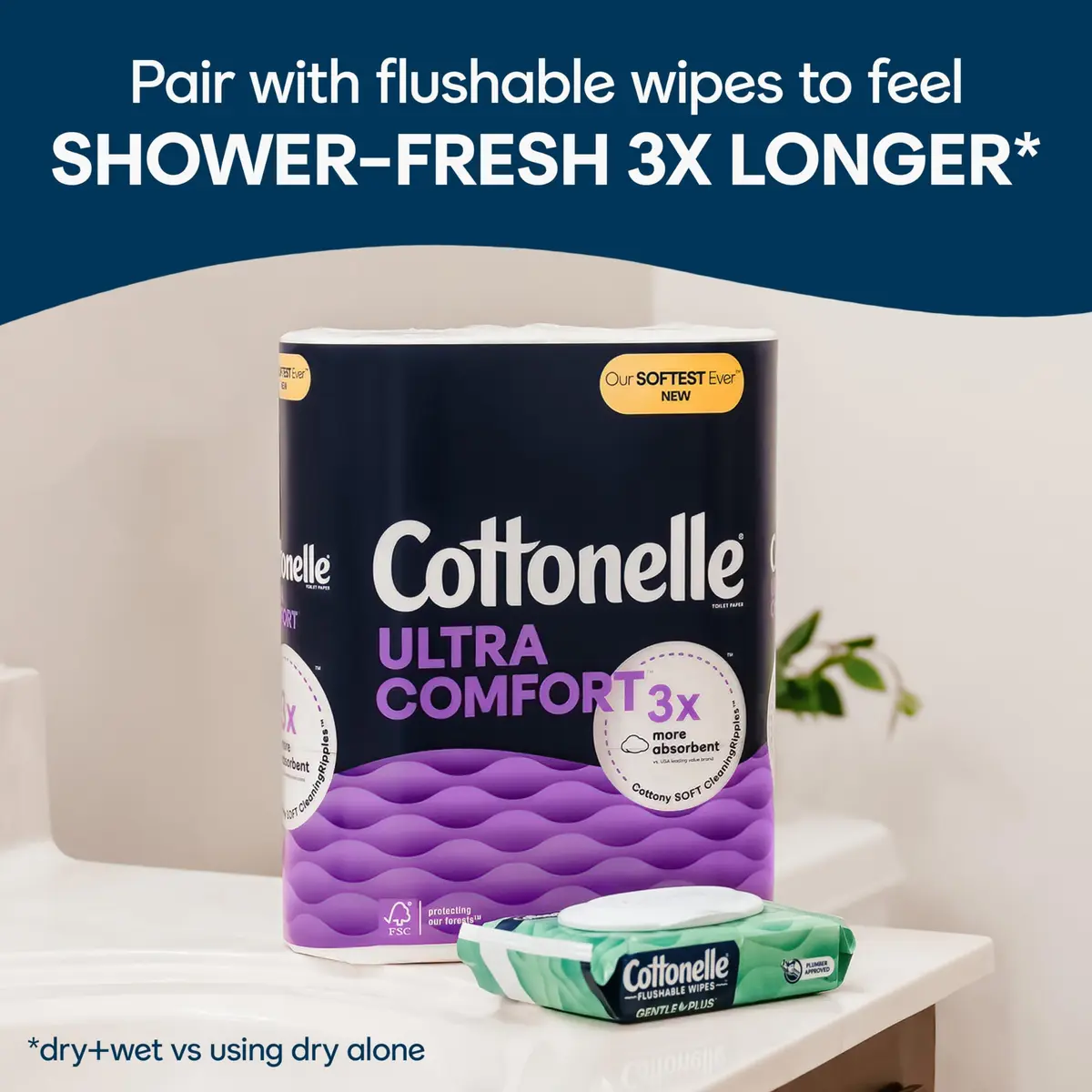 Cottonelle Ultra Soft Toilet Paper, 6 Mega Rolls (1464 Sheets Total) | 2-Ply, Unscented, Septic-Safe - view 6