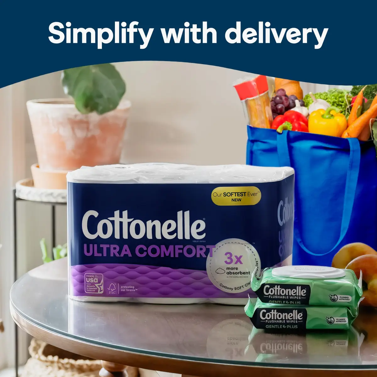 Cottonelle Ultra Soft Toilet Paper, 6 Mega Rolls (1464 Sheets Total) | 2-Ply, Unscented, Septic-Safe - view 7