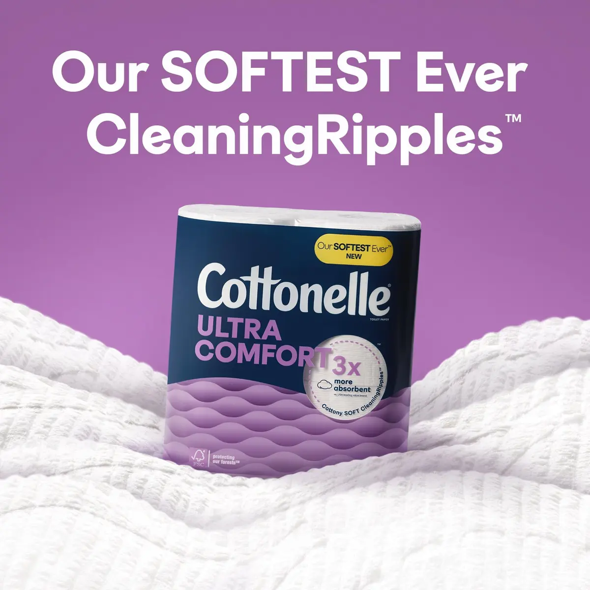 Cottonelle Ultra Soft Toilet Paper, 6 Mega Rolls (1464 Sheets Total) | 2-Ply, Unscented, Septic-Safe - view 4