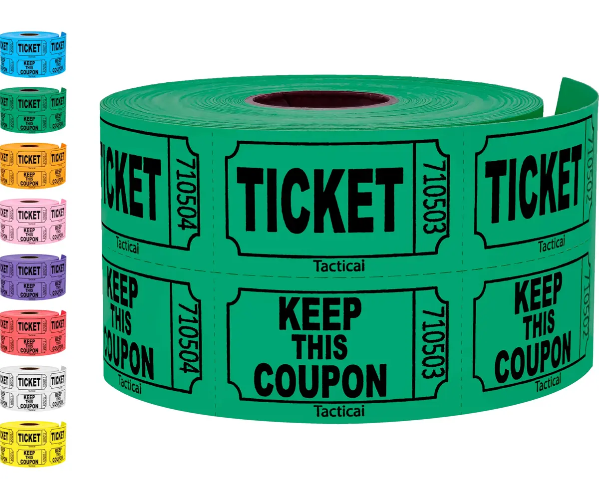 Tacticai 500 Raffle Tickets 50/50 Double Roll Green | Bright, Multipurpose Event Tickets - main product image