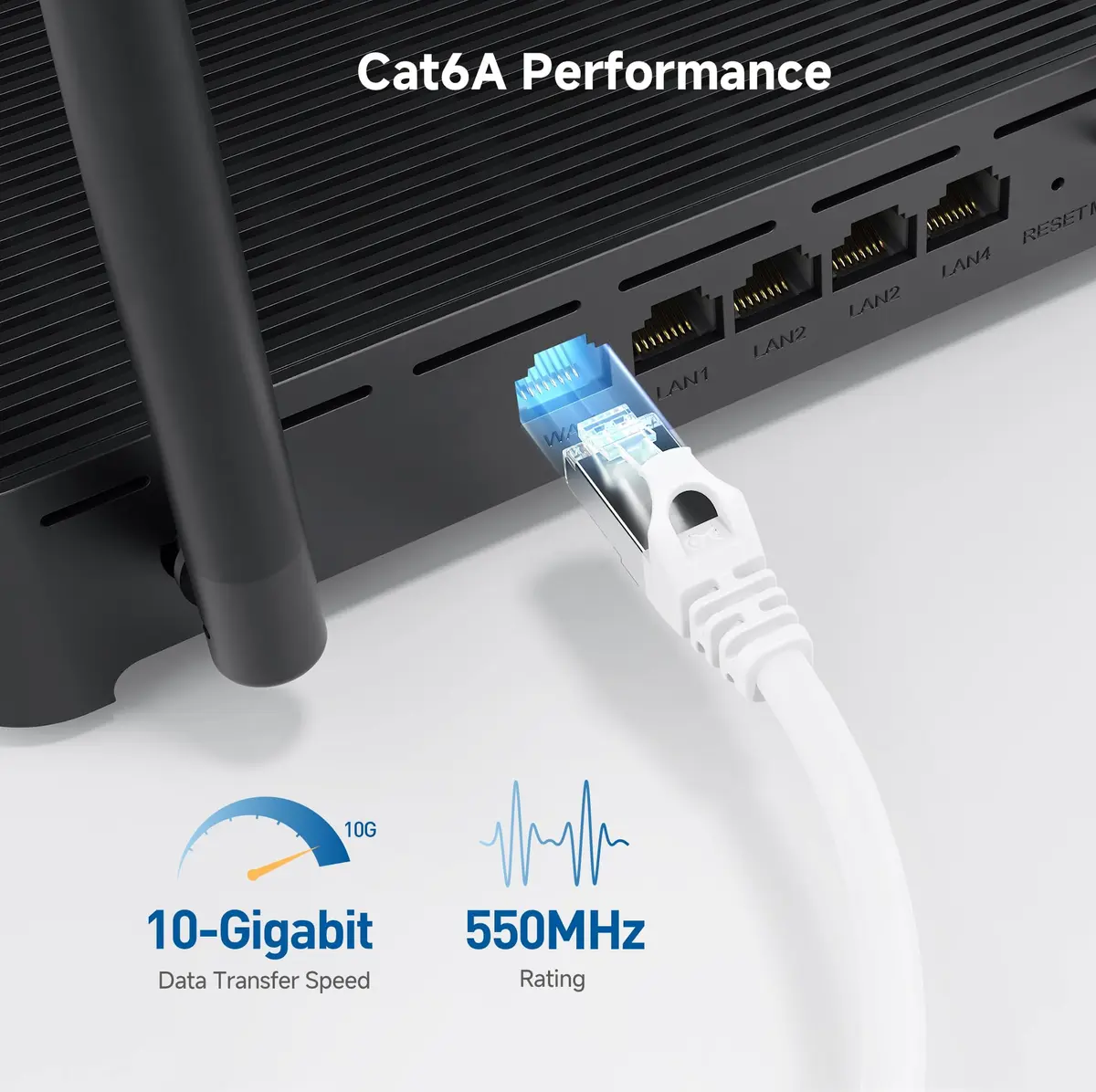 Cable Matters 10Gbps Shielded Cat 6A Ethernet Cable, 10ft, White | High-Speed LAN Connectivity - view 3