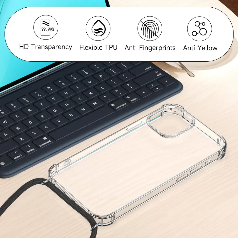 YESPURE Crossbody Lanyard Case for iPhone 15 Pro Max | Clear TPU Bumper with Adjustable Strap - view 8