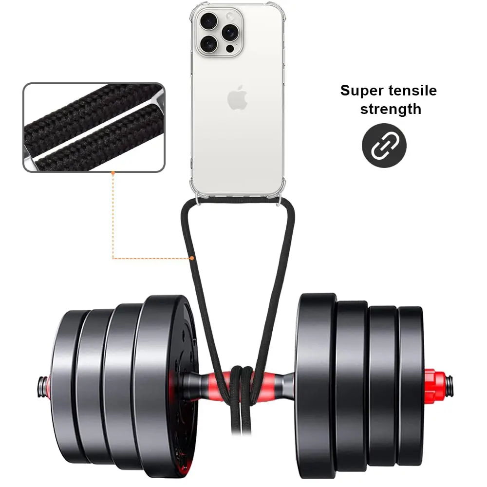 YESPURE Crossbody Lanyard Case for iPhone 15 Pro Max | Clear TPU Bumper with Adjustable Strap - view 2