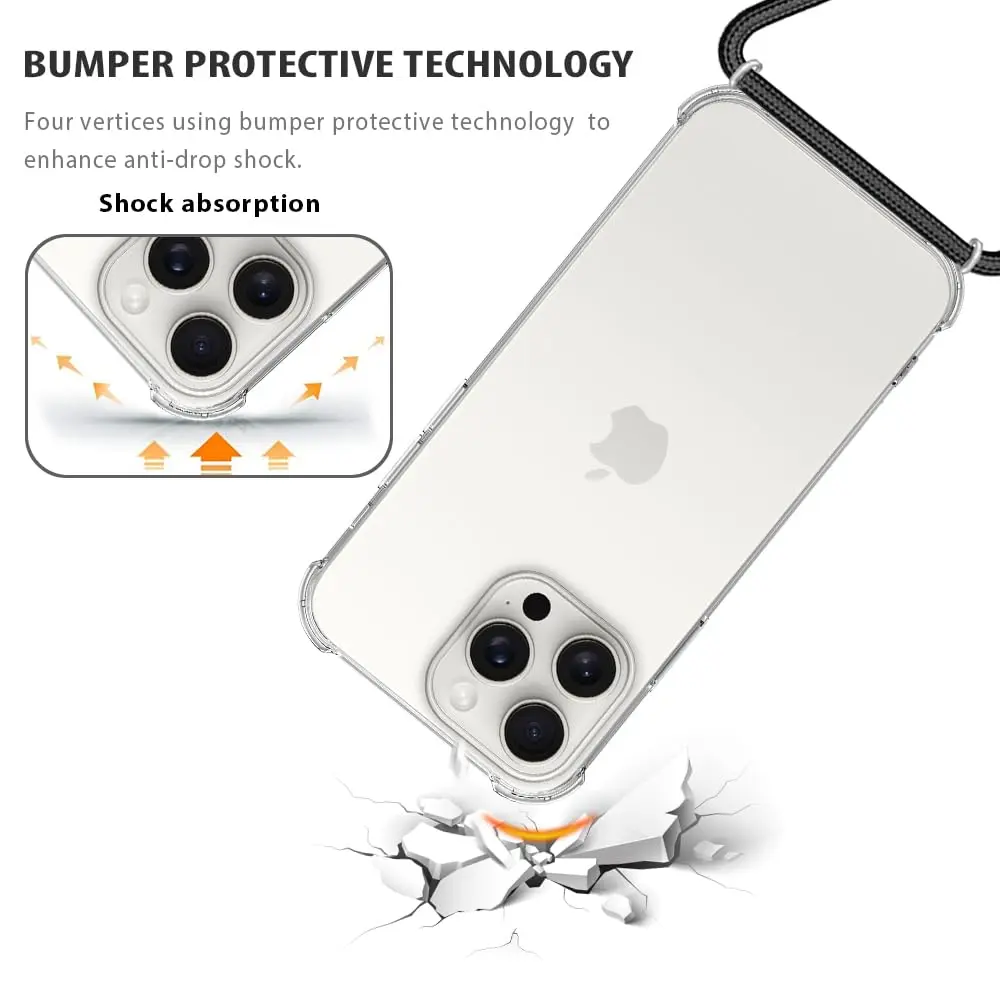 YESPURE Crossbody Lanyard Case for iPhone 15 Pro Max | Clear TPU Bumper with Adjustable Strap - view 4
