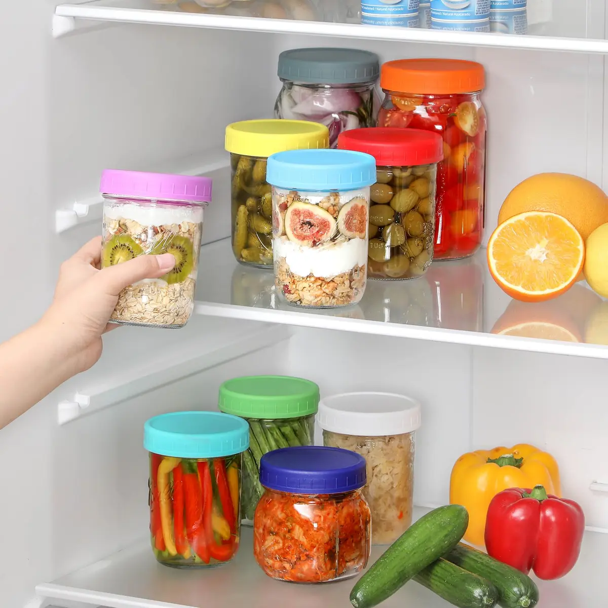 AOZITA Mason Jar Lids 10 Pack Wide Mouth | Leak-Proof Food Grade Plastic - view 5