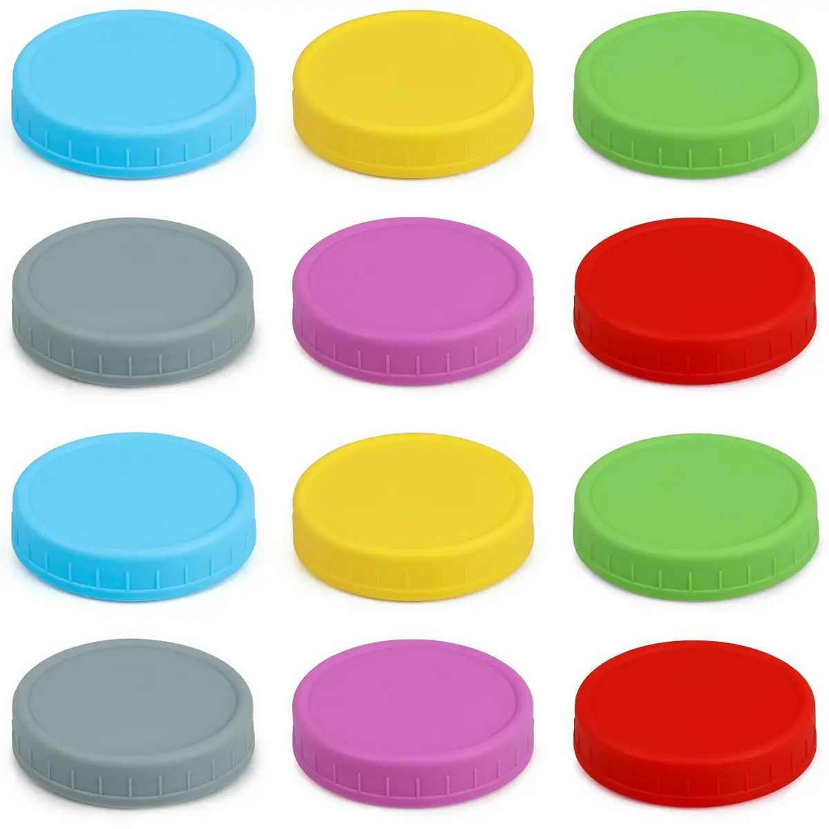 AOZITA Multicolor Plastic Mason Jar Lids for Regular Mouth Jars (12-Pack) | Leakproof & Dishwasher Safe Storage Caps - view 8
