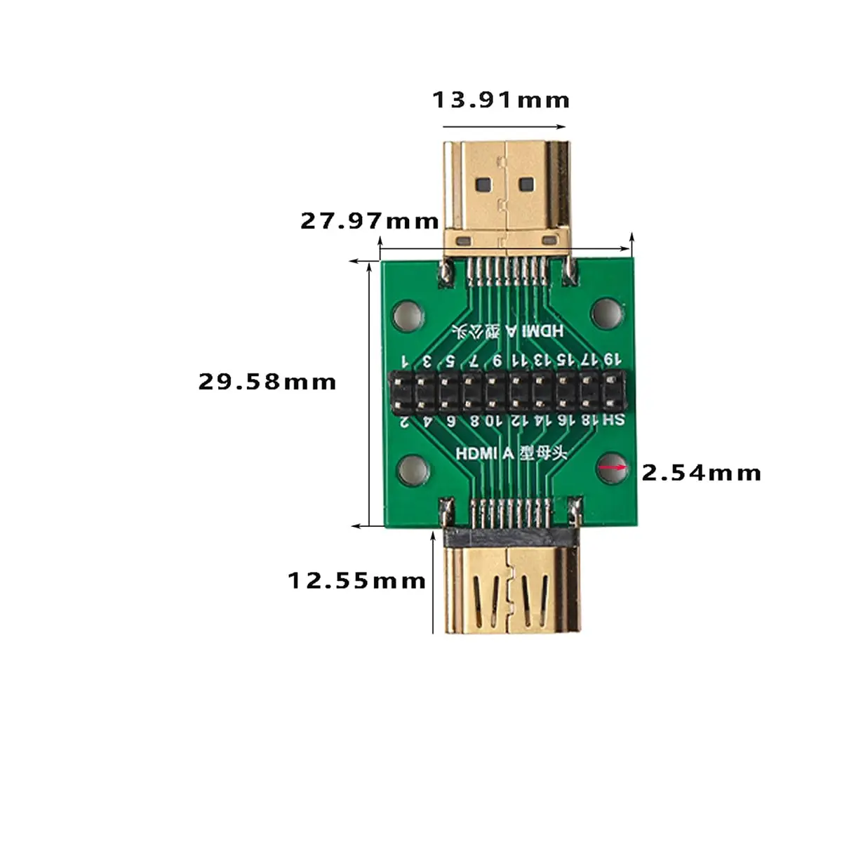 Teansic HDMI A Male to Female 19Pin Breakout Test Board (2-Pack) | Full 19 Pin Signal Breakout, Standard 2.54mm Pin Pitch - view 2