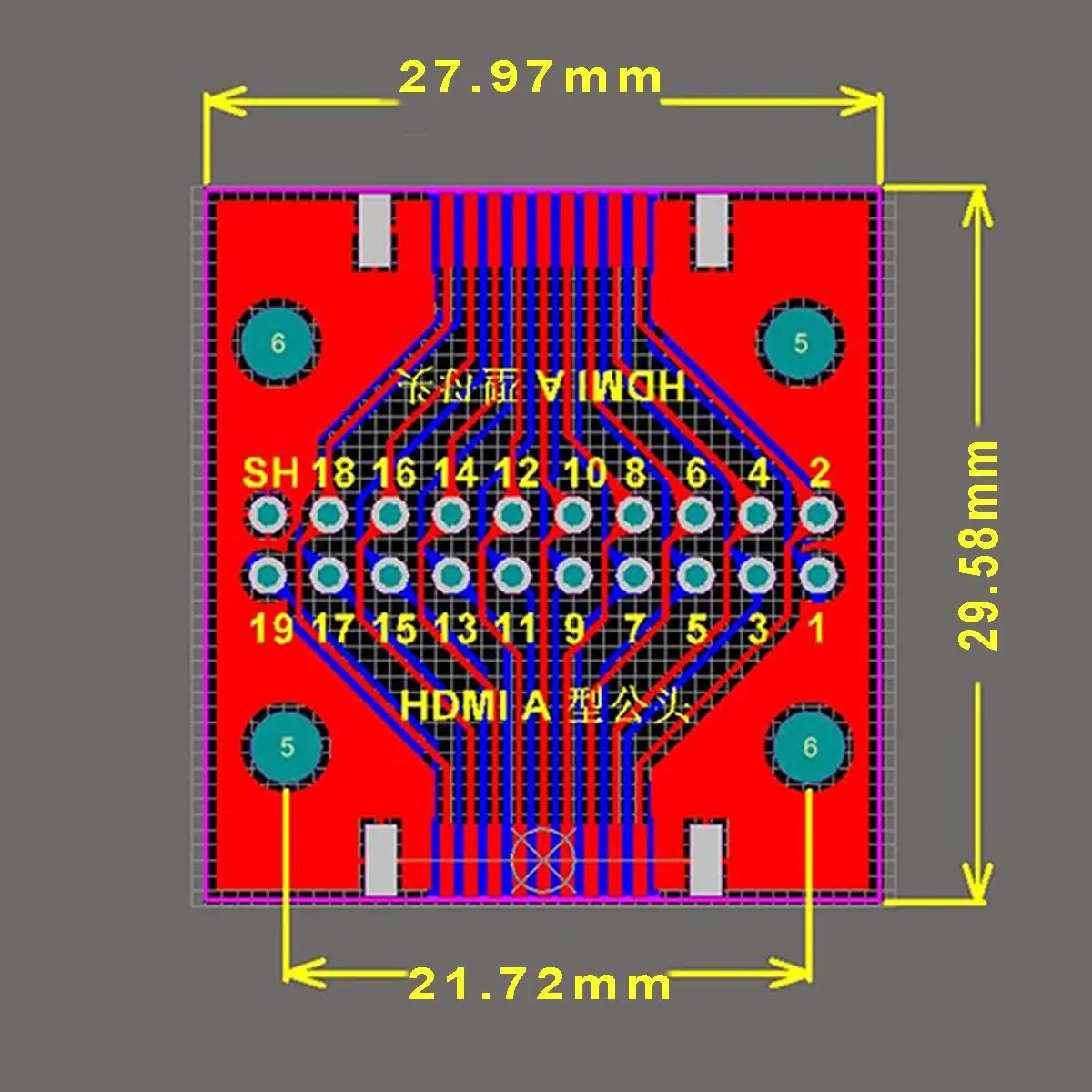 Teansic HDMI A Male to Female 19Pin Breakout Test Board (2-Pack) | Full 19 Pin Signal Breakout, Standard 2.54mm Pin Pitch - view 3