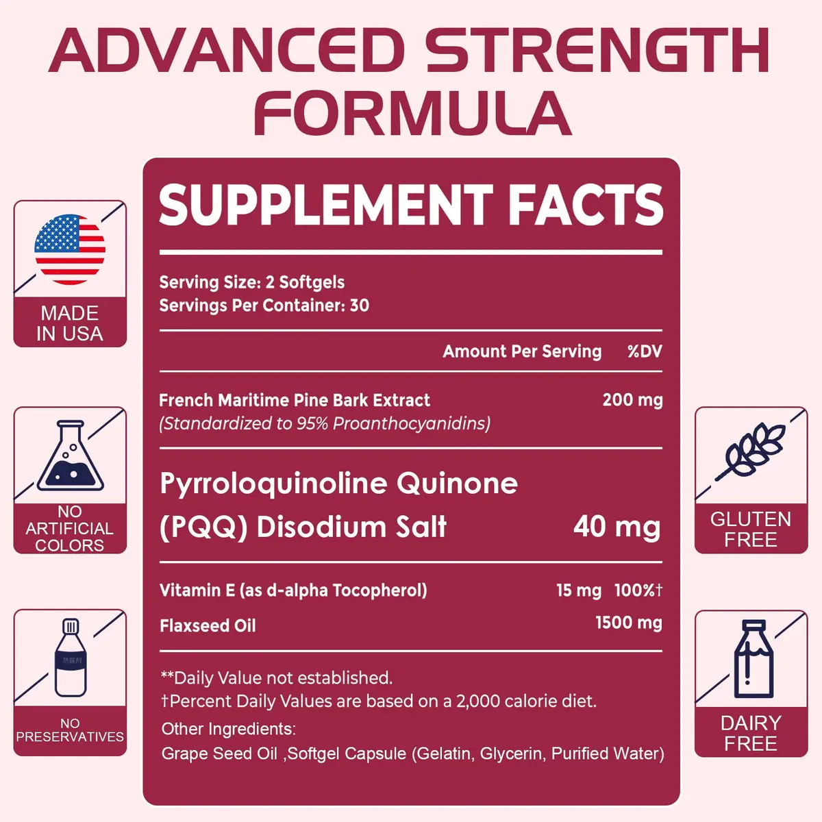 Vigorizar Pycnogeno with PQQ 120 Softgels | French Maritime Pine Bark Extract Antioxidant Support - view 7