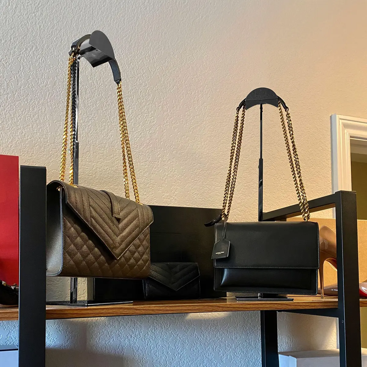 Royxen Black 3 Pack Adjustable Purse Holder Stand | Stainless Steel Bag Display Rack for Shops - view 4