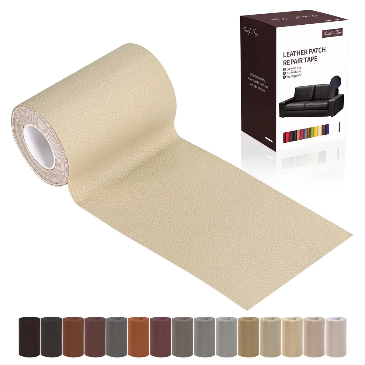Cindy's Tape Leather Repair Patch Tape, Light Beige 3 x 61 Inches | Self-Adhesive, Waterproof & Durable - main product image
