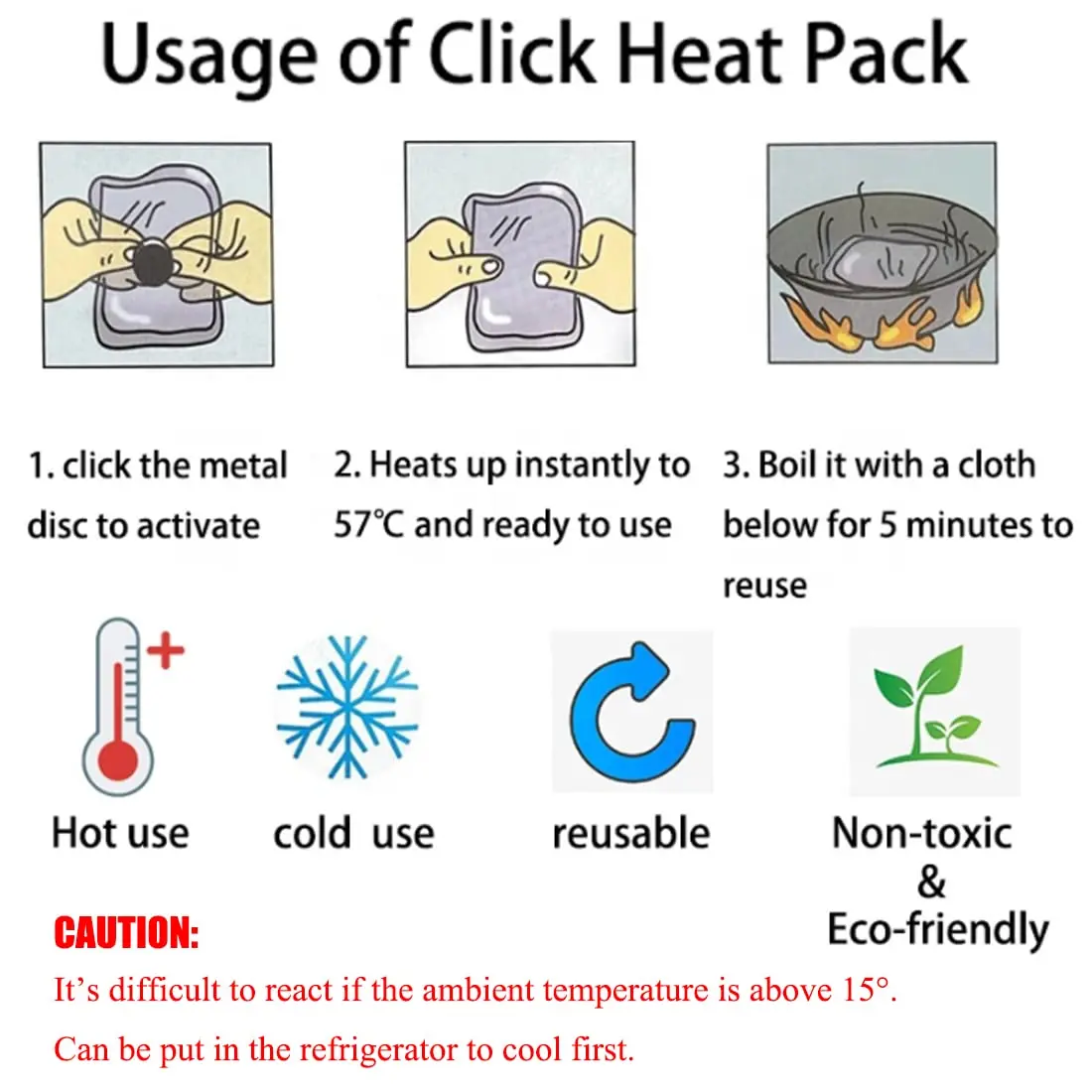 coldchill Reusable Click Instant Heat Packs 5PCS | Portable Hand Warmers for Adults & Kids - view 5