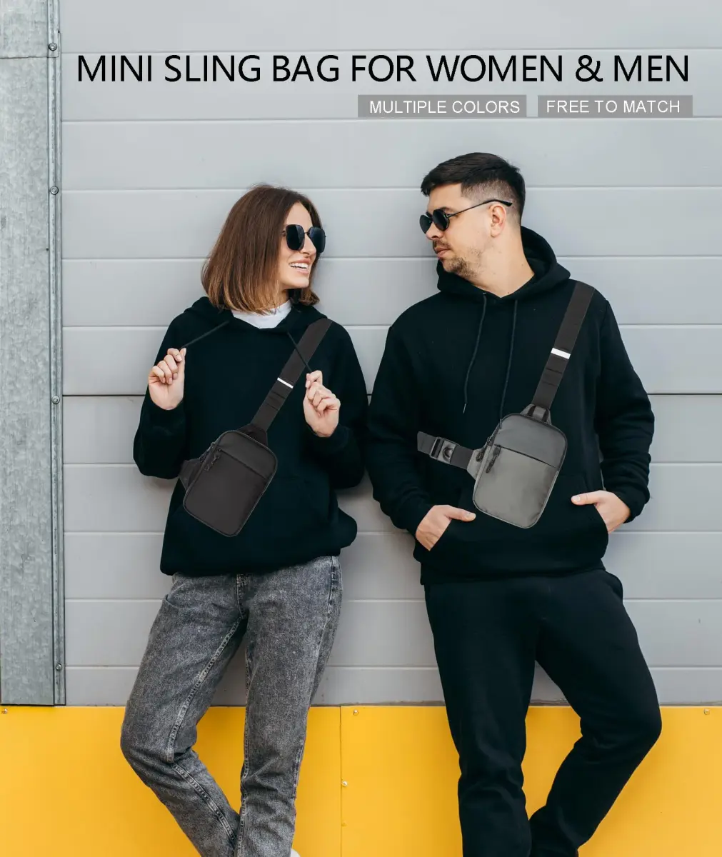 higouta Mini Sling Bag for Men Women, Small Crossbody Chest Phone Bag | 20.5cm (8.1") H x 3cm (1.2") W x 13.5cm (5.3") L - view 2