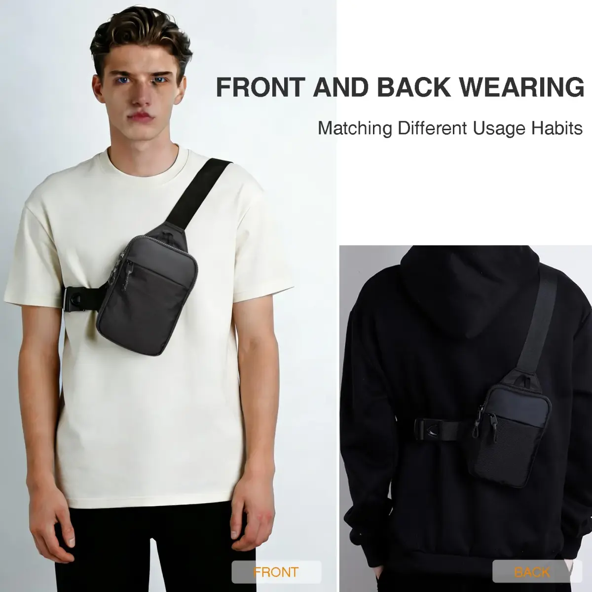 higouta Mini Sling Bag for Men Women, Small Crossbody Chest Phone Bag | 20.5cm (8.1") H x 3cm (1.2") W x 13.5cm (5.3") L - view 3