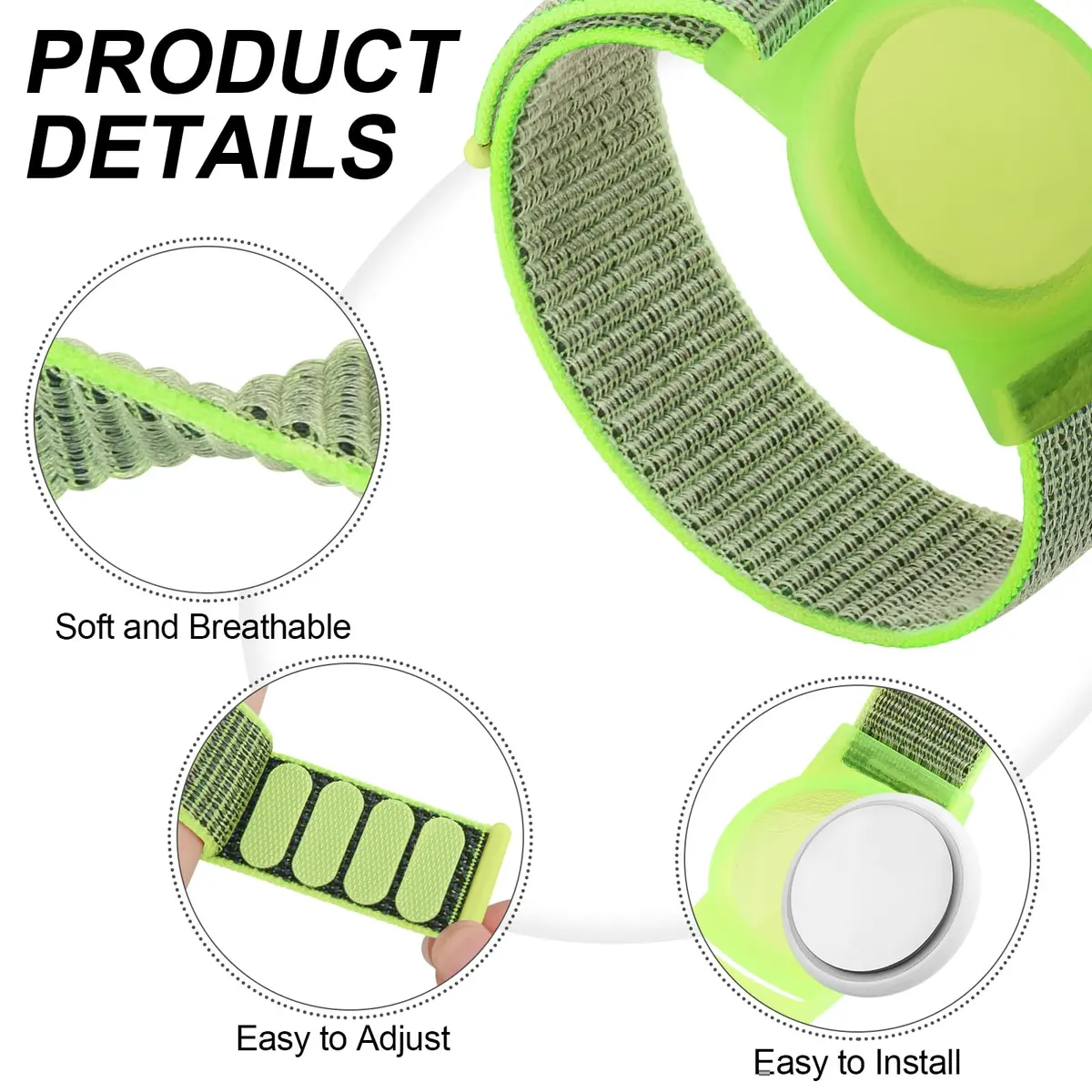 Meliya Nylon AirTag Bracelet for Kids Large (5.1"-7.4") | Adjustable Anti Lost Wristband - view 2