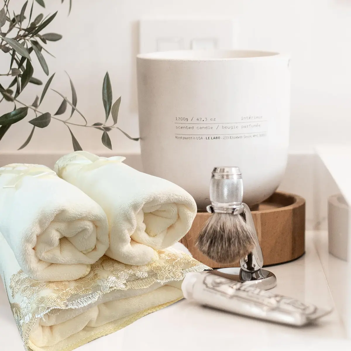 USTIDE Light Yellow Lace Bath Towels Set (3 Pieces) | Fluffy, Soft & Absorbent for Daily Use - view 3