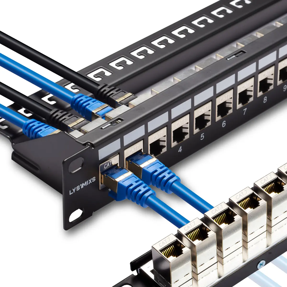 Lysymixs 24 Port Cat7 STP Patch Panel 19 Inch Rack Mountable | High Speed Ethernet Network - main product image
