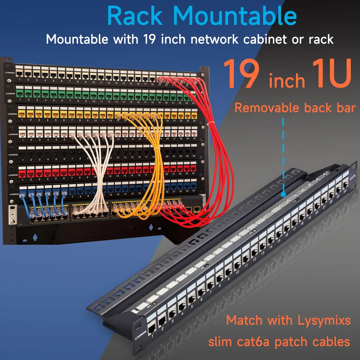 Lysymixs 24 Port Cat7 STP Patch Panel 19 Inch Rack Mountable | High Speed Ethernet Network - view 6