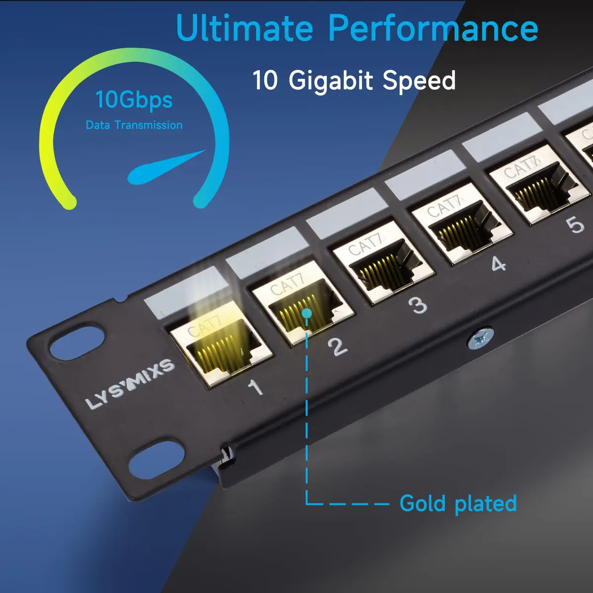 Lysymixs 24 Port Cat7 STP Patch Panel 19 Inch Rack Mountable | High Speed Ethernet Network - view 2
