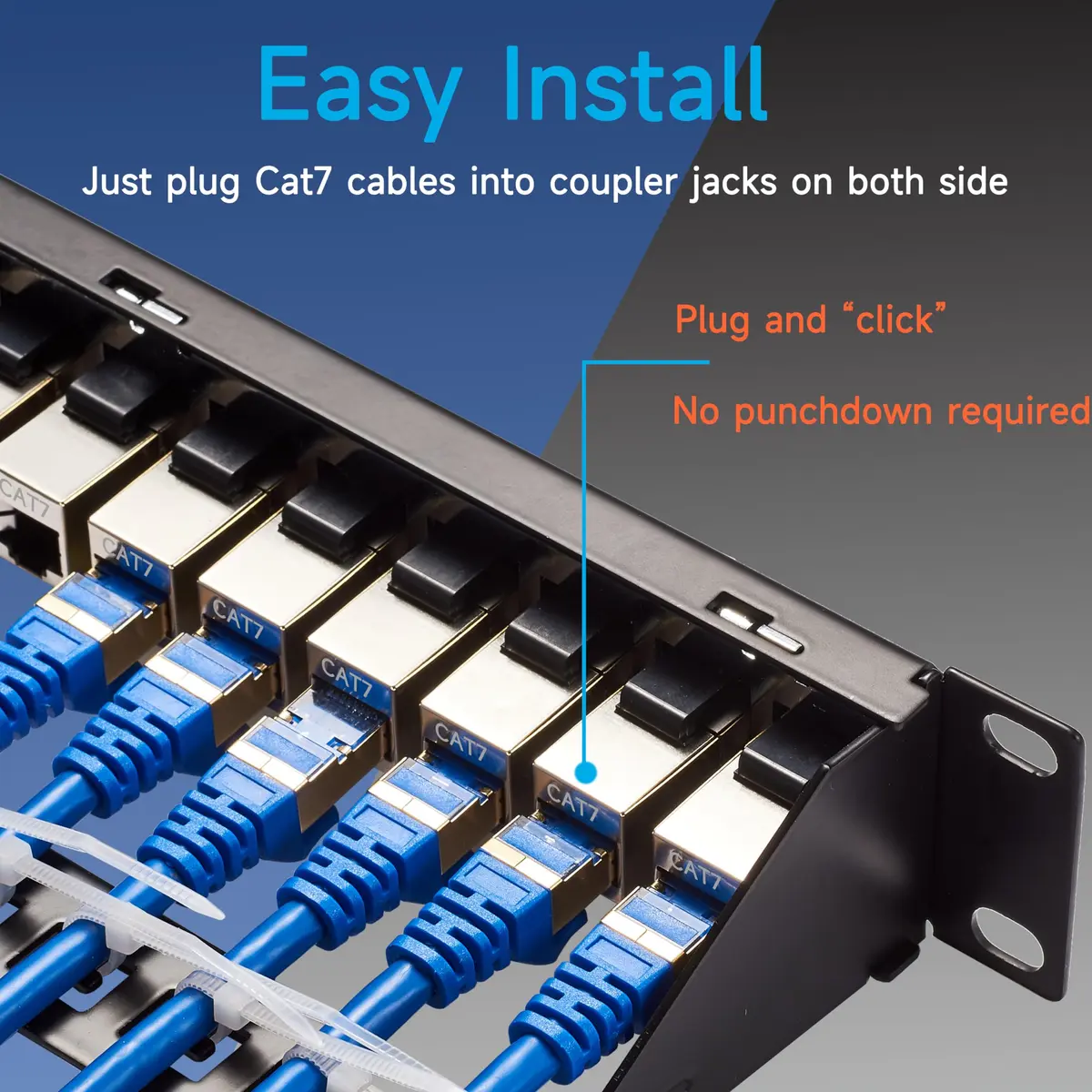 Lysymixs 24 Port Cat7 STP Patch Panel 19 Inch Rack Mountable | High Speed Ethernet Network - view 3
