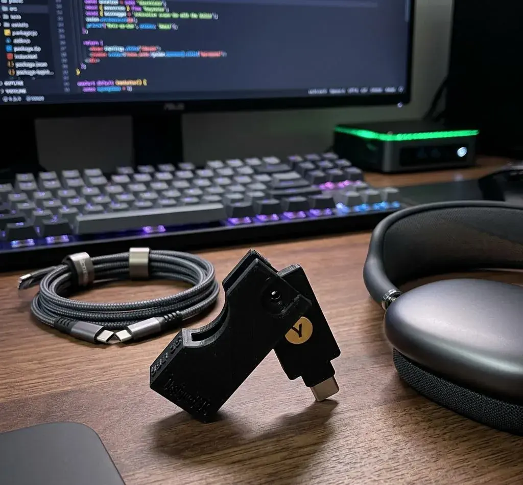Designz3D Yubikey Protector Flip Case Keychain Holder for 5C NFC (Black) | 3D Printed, Water Resistant - view 4