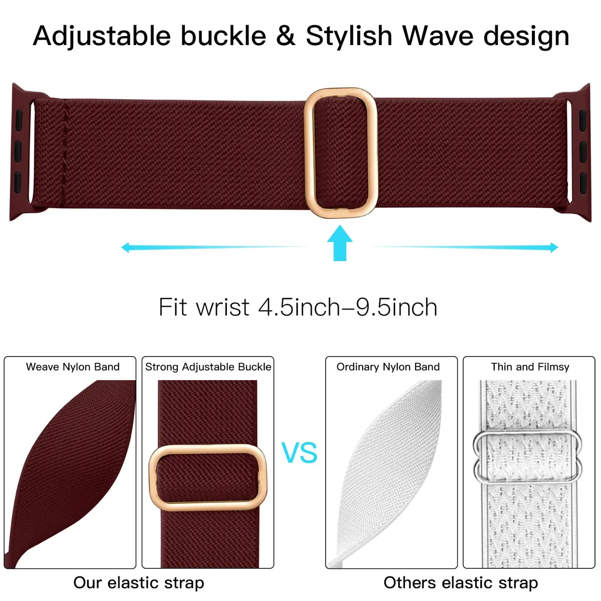Lerobo Braided Solo Loop Compatible with Apple Watch Bands 40mm 41mm 42mm 44mm 45mm 46mm 49mm | Adjustable Nylon Sport Band - view 3