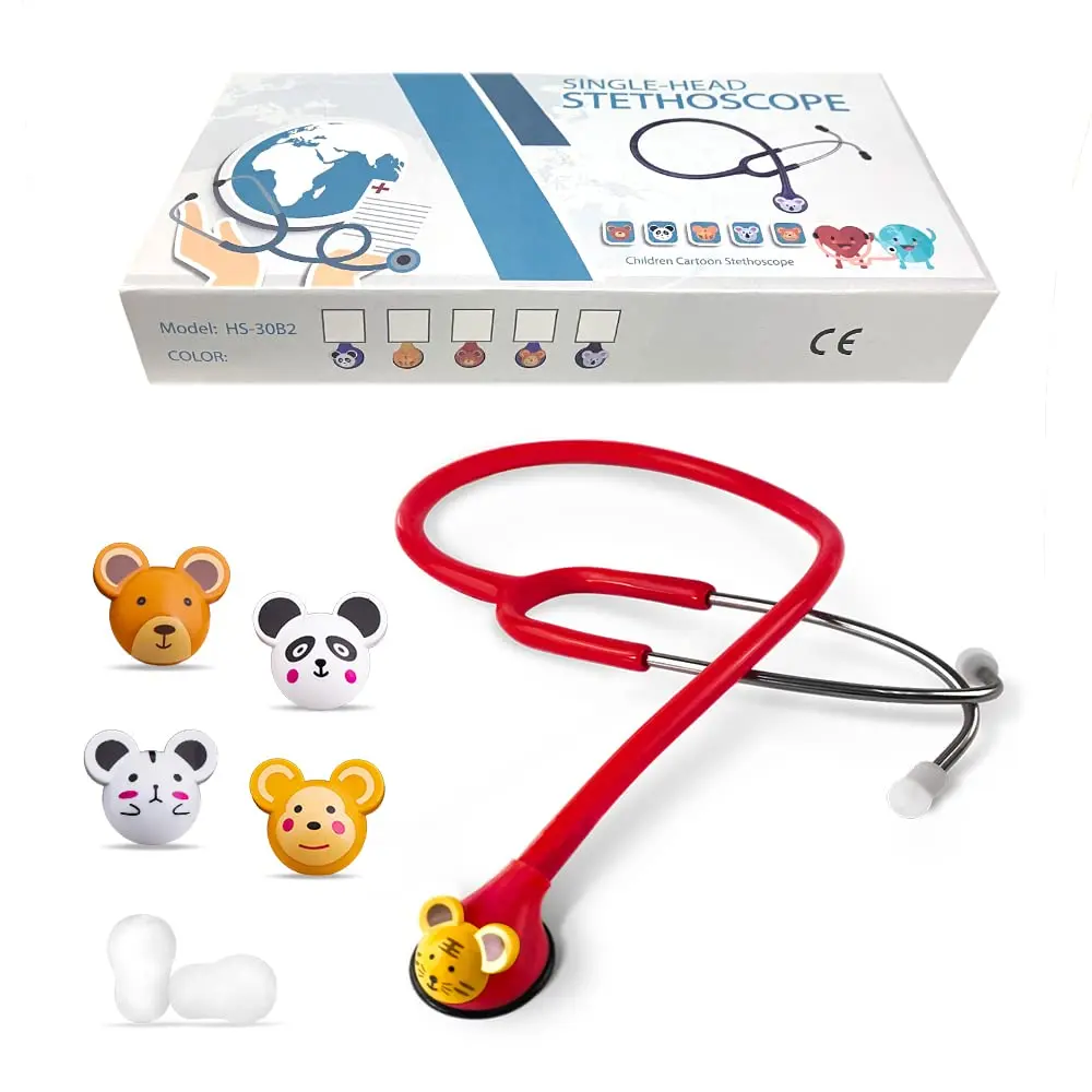 SCIAN Real Working Stethoscope Red | Interchangeable Cartoon Heads, Professional Quality for Doctors, Nurses, Clinicians - view 7