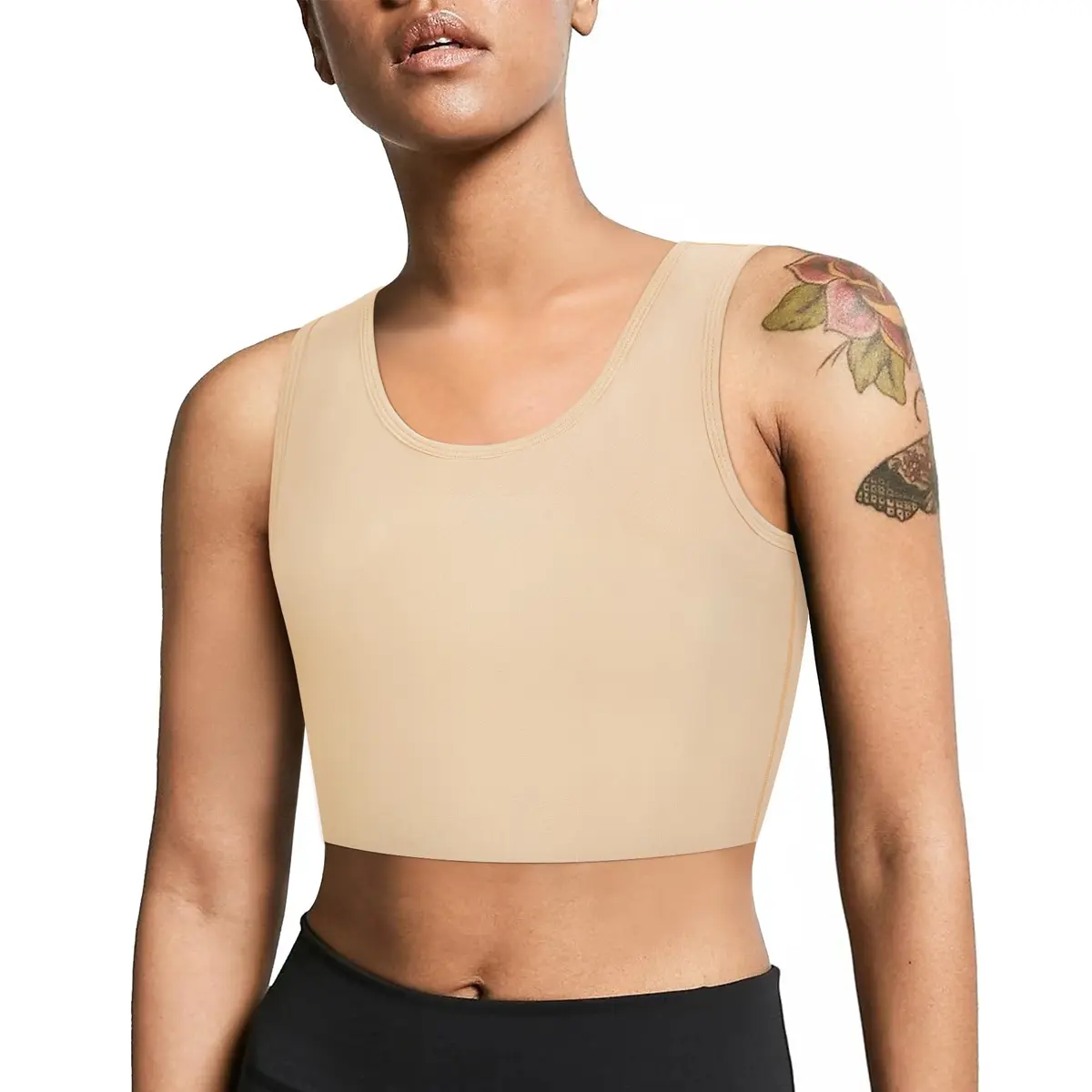 LEINIDINA Chest Binder Bra Transgender FTM LGBT Compression Tank Top, Skin, Flattens Chest, Comfortable Fit, Breathable, Zipper Closure - main product image