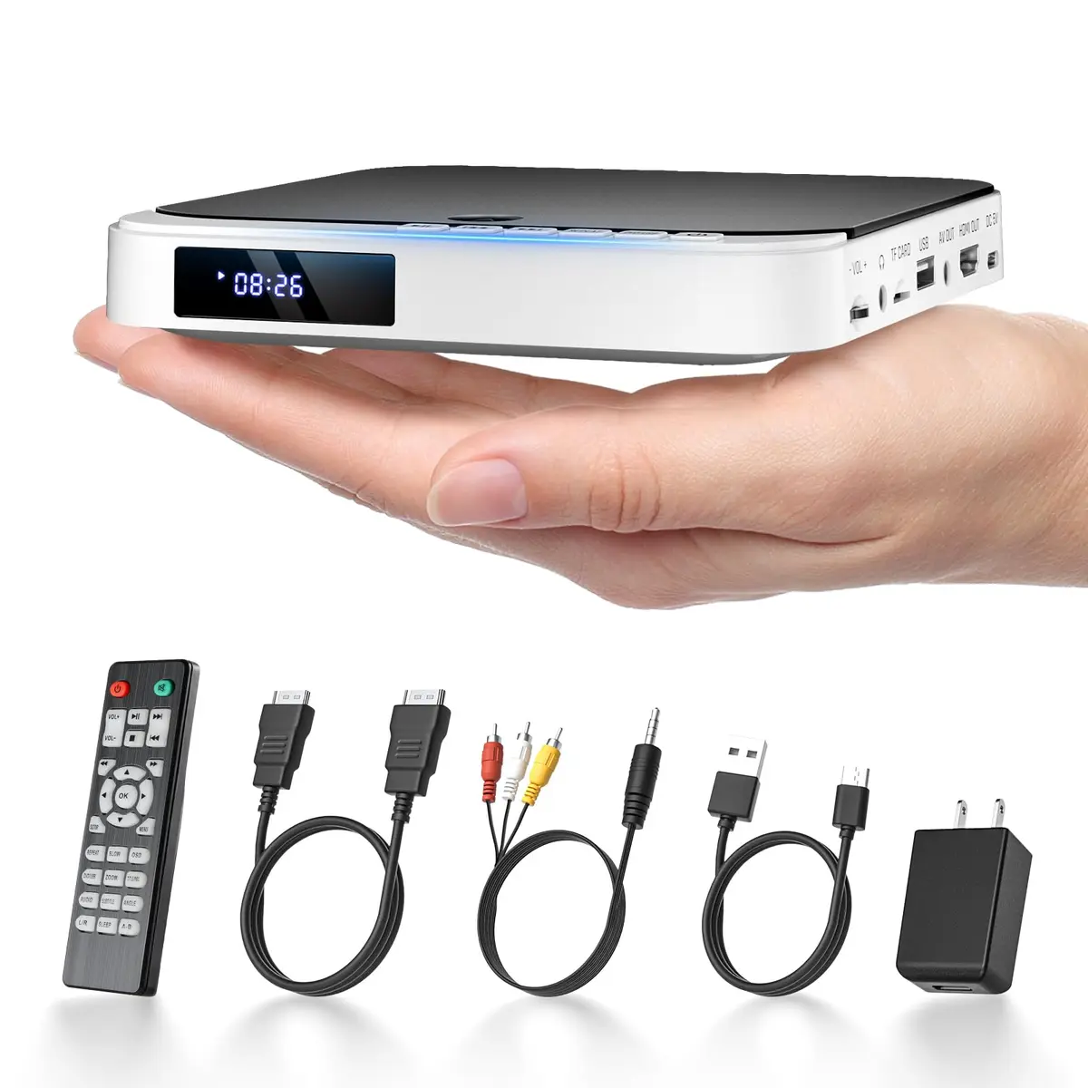 Desobry HDMI DVD Player with All Region Free | Compact 1080P Support, USB & TF Input, Anti-Shock, Quiet Load, Remote - main product image