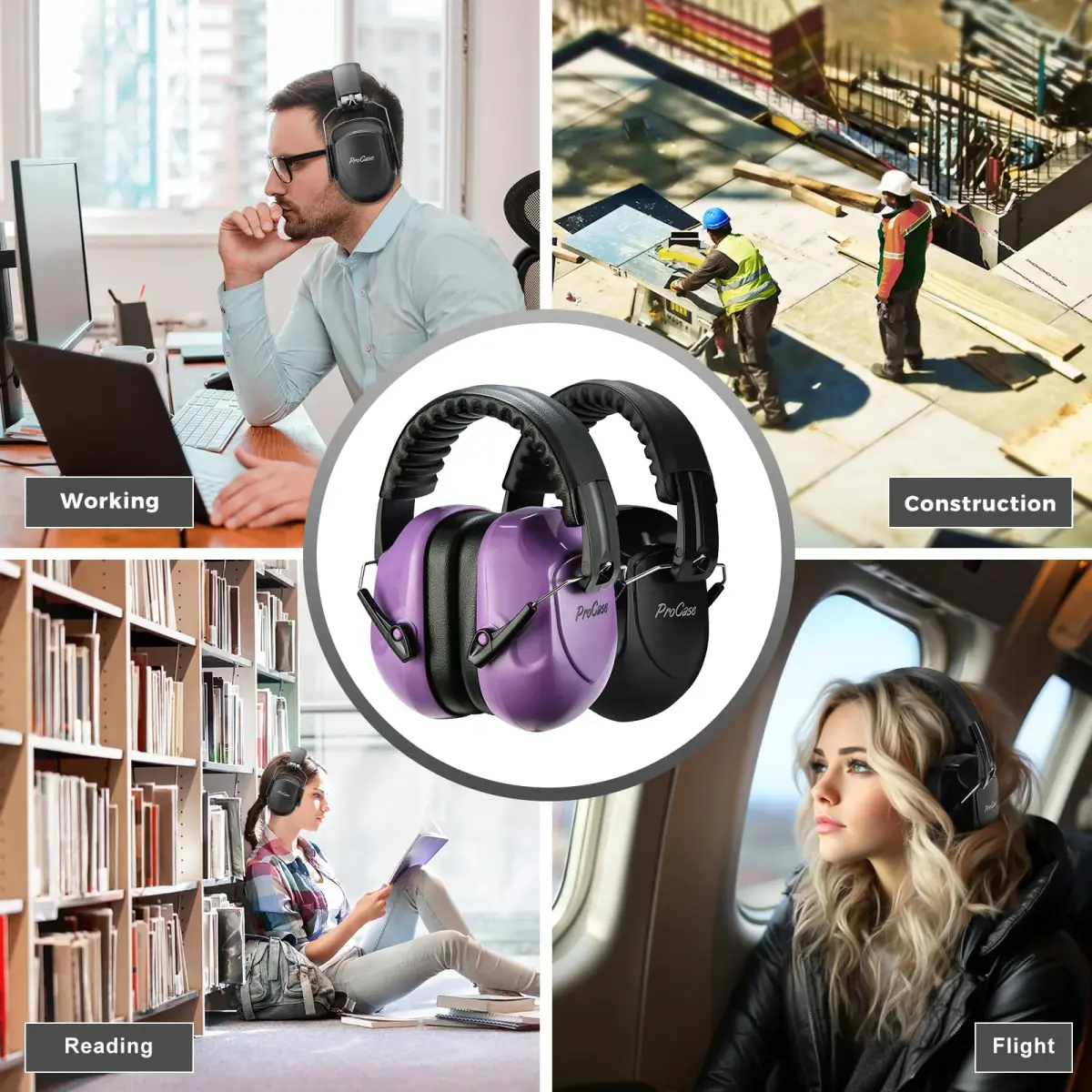 ProCase Hearing Protection Earmuffs NRR 28dB, Noise Cancelling Headphones 2-Pack | ANSI S3.19 Certified - view 5