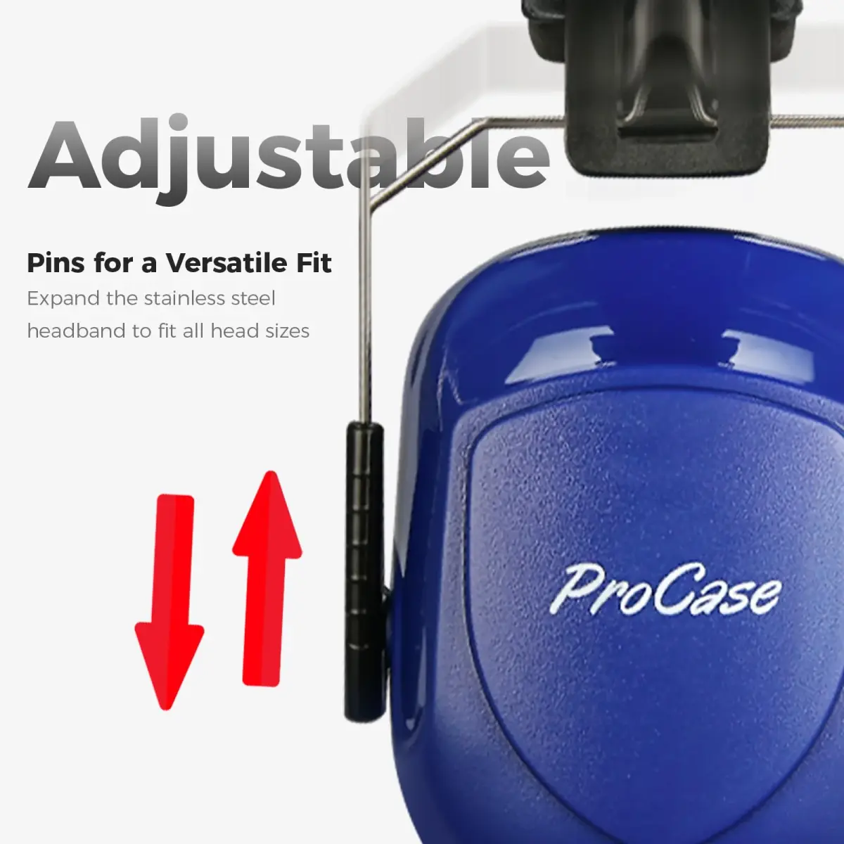 ProCase NRR 28dB Passive Hearing Protection Earmuffs | Adjustable Noise Reduction Headphones for Adults & Teens (2-Pack, Navy & Black) - view 2