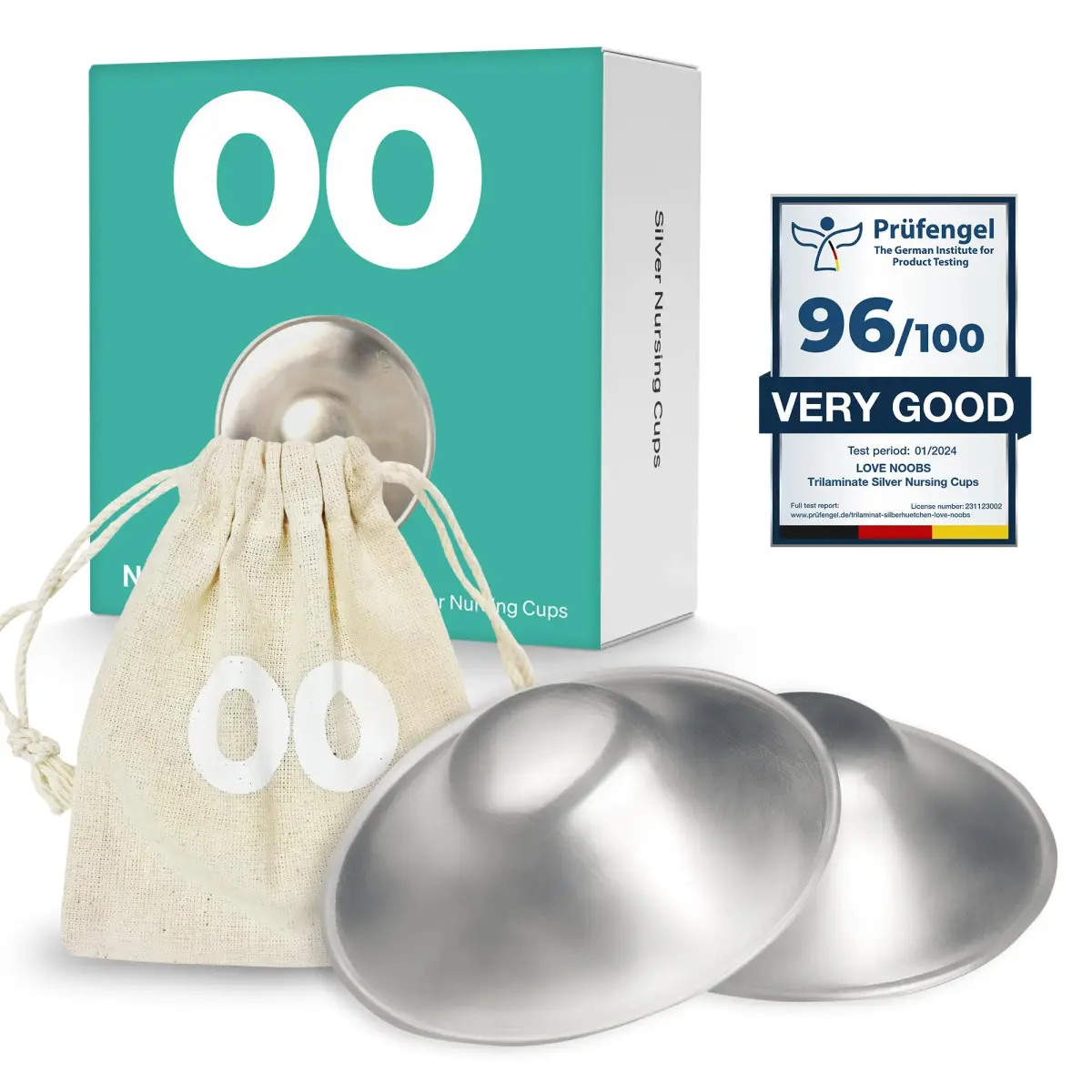 Love Noobs Silver Nursing Cups Regular (2 Count) | FDA Registered & Prüfengel Certified for Breastfeeding Comfort - main product image