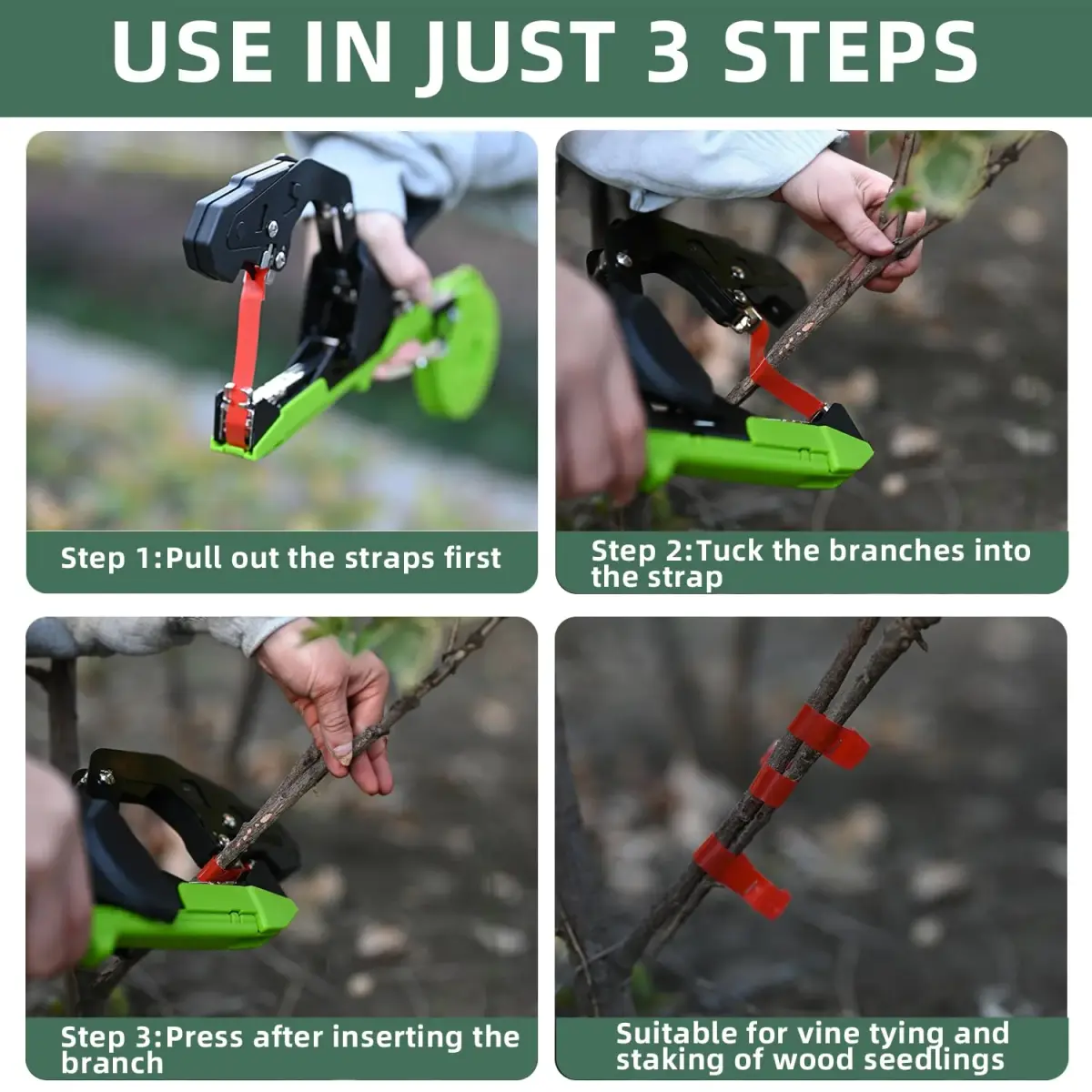 SUCA Green Plant Tying Machine with 20 Tape Rolls | 420g Lightweight Tool for Branches up to 45mm - view 7